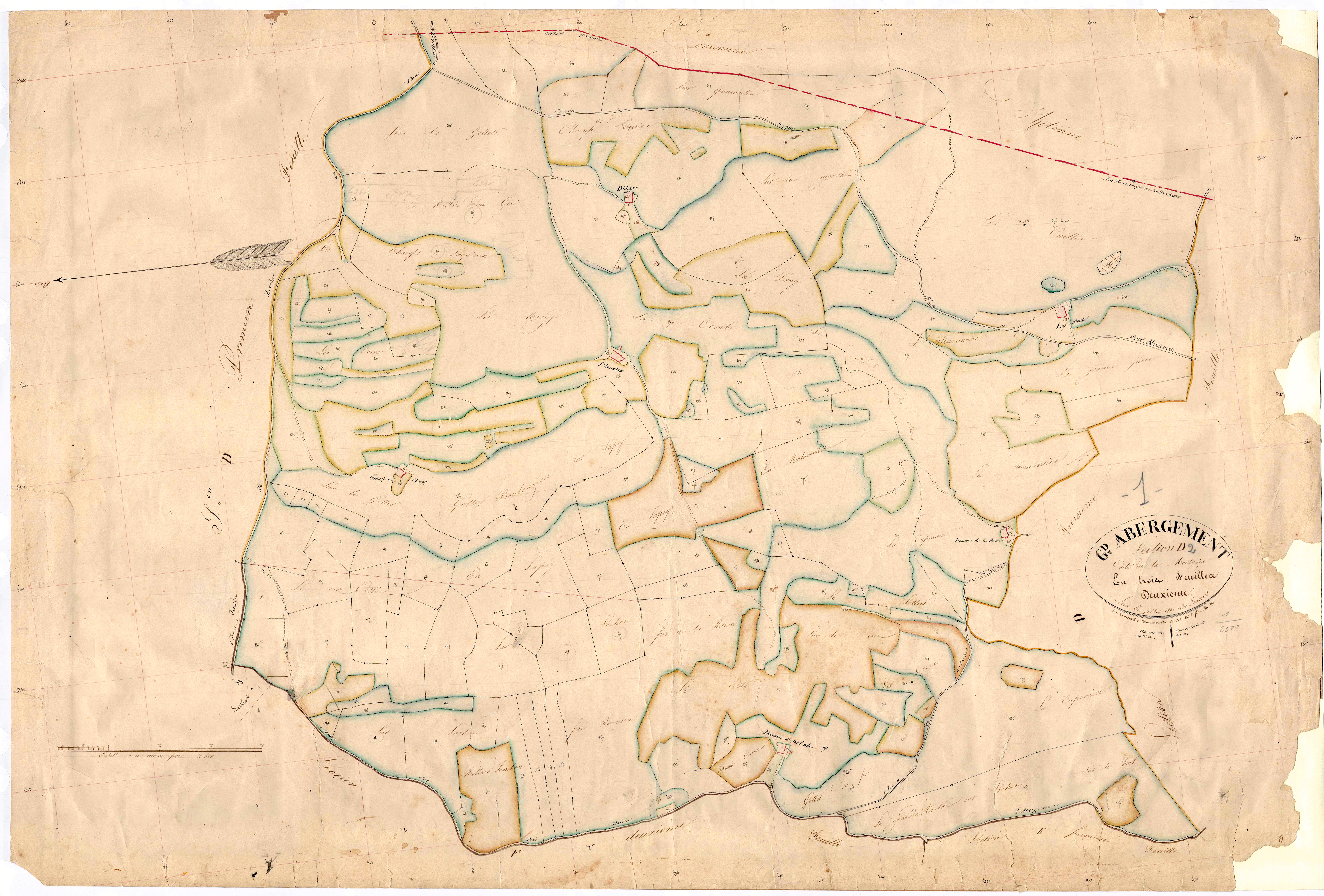 Le Grand-Abergement (Haut Valromey, Ain, France ; ancienne commune) - 3 P 6852 - 3 P 6852 -  Feuille 2  (1837)