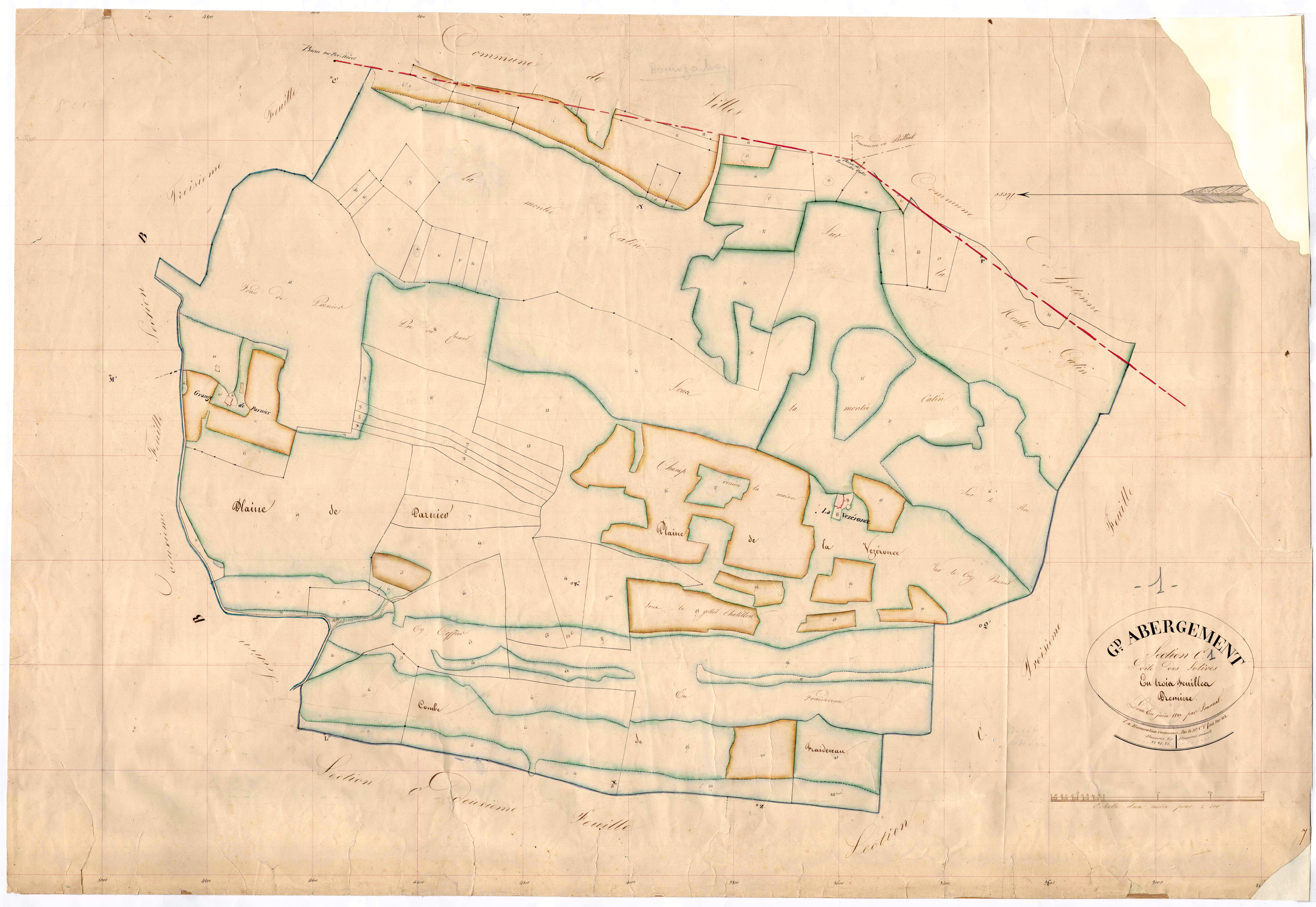 Le Grand-Abergement (Haut Valromey, Ain, France ; ancienne commune) - 3 P 6848 - 3 P 6848 -  Feuille 1  (1837)