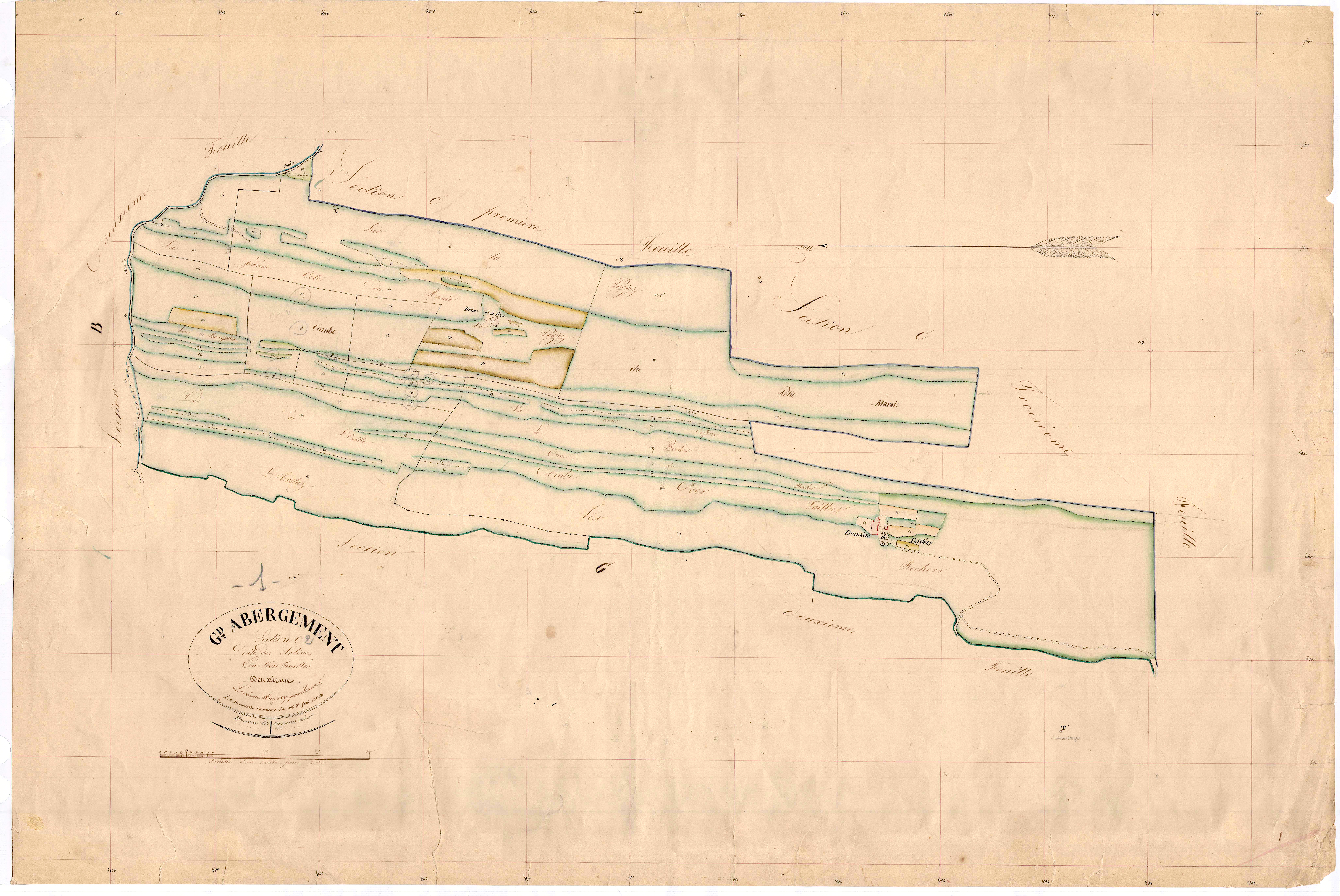 Le Grand-Abergement (Haut Valromey, Ain, France ; ancienne commune) - 3 P 6849 - 3 P 6849 -  Feuille 2  (1837)