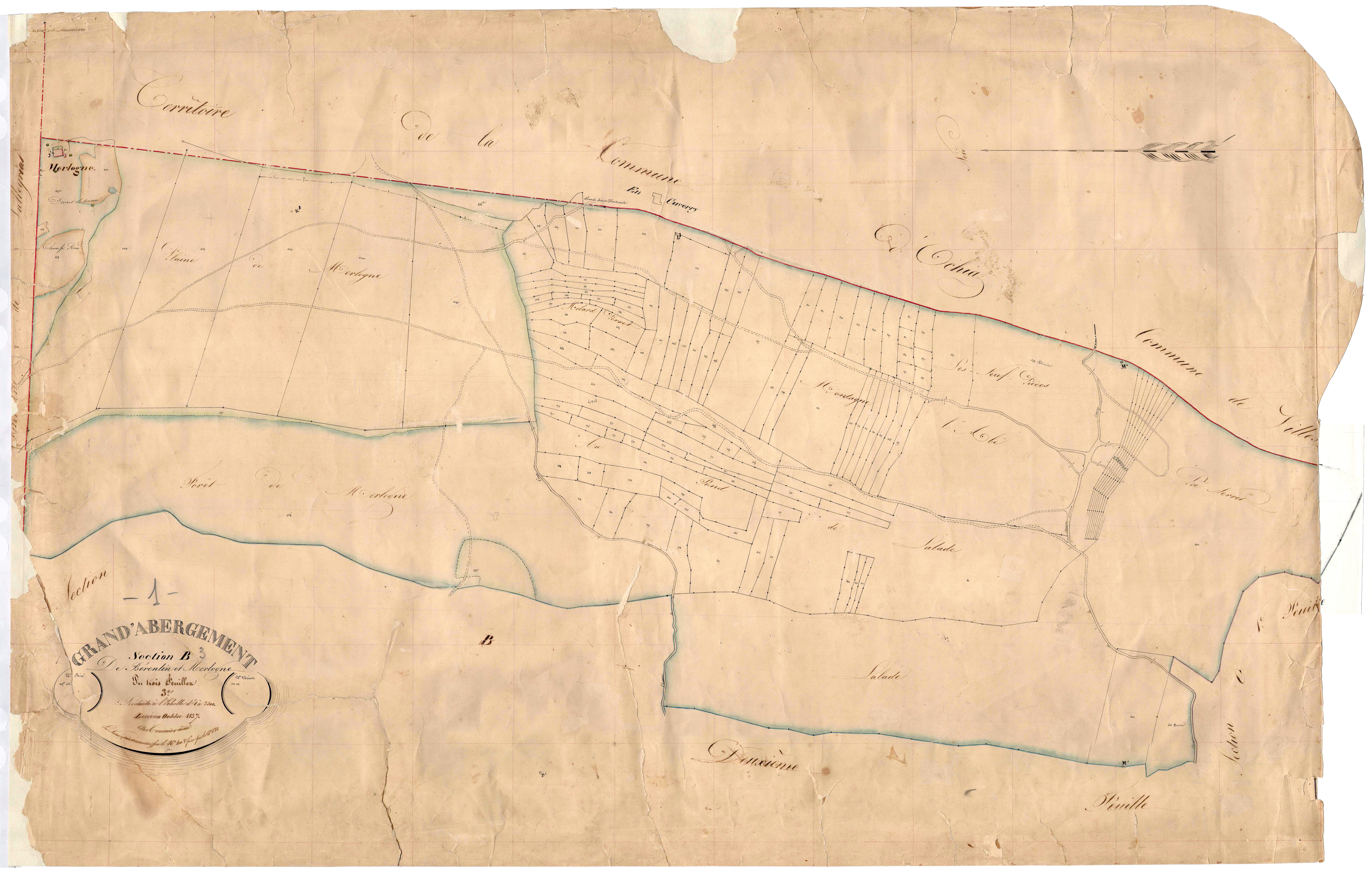 Le Grand-Abergement (Haut Valromey, Ain, France ; ancienne commune) - 3 P 6847 - 3 P 6847 -  Feuille 3  (1837)
