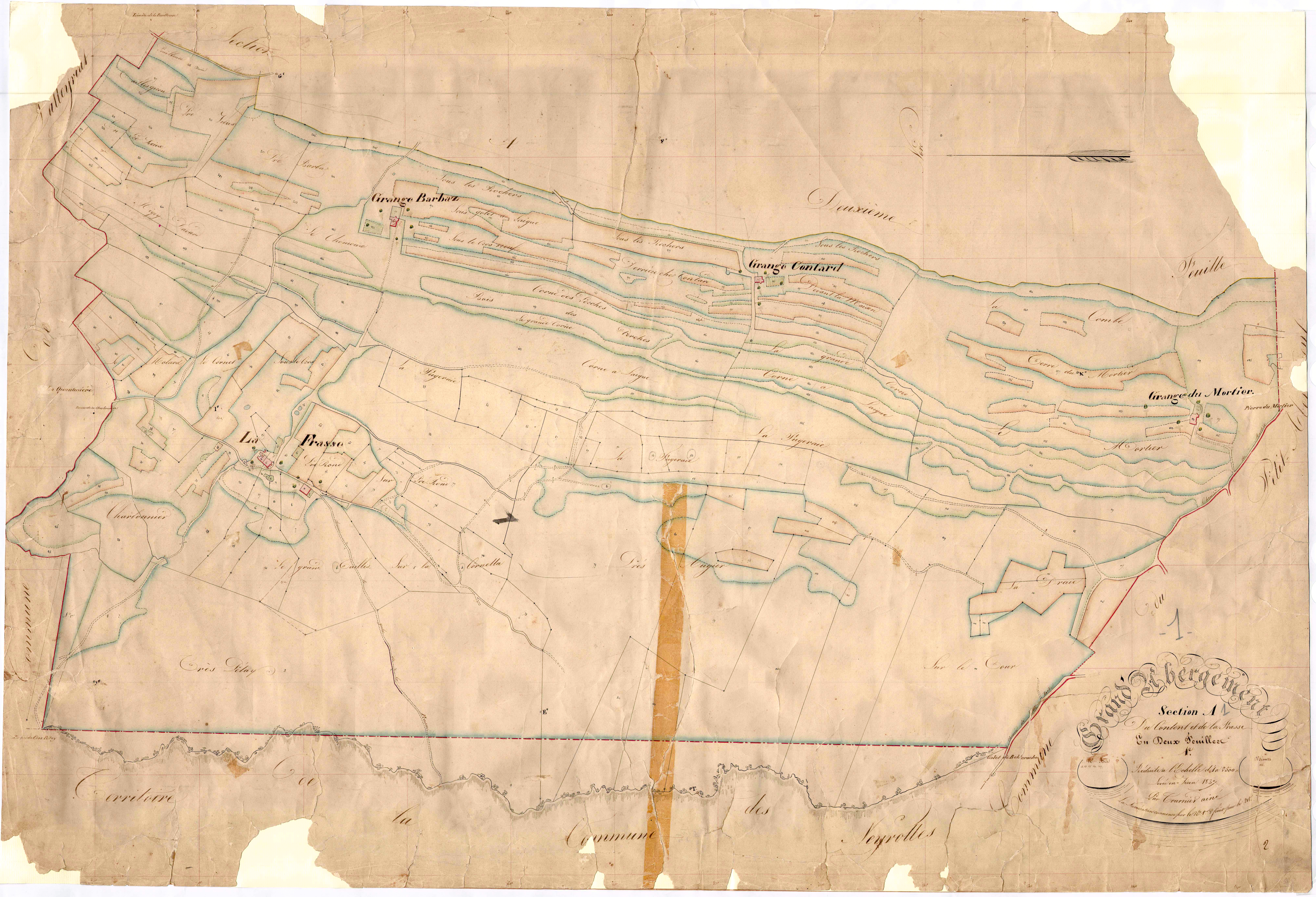 Le Grand-Abergement (Haut Valromey, Ain, France ; ancienne commune) - 3 P 6843 - 3 P 6843 -  Feuille 1  (1837)