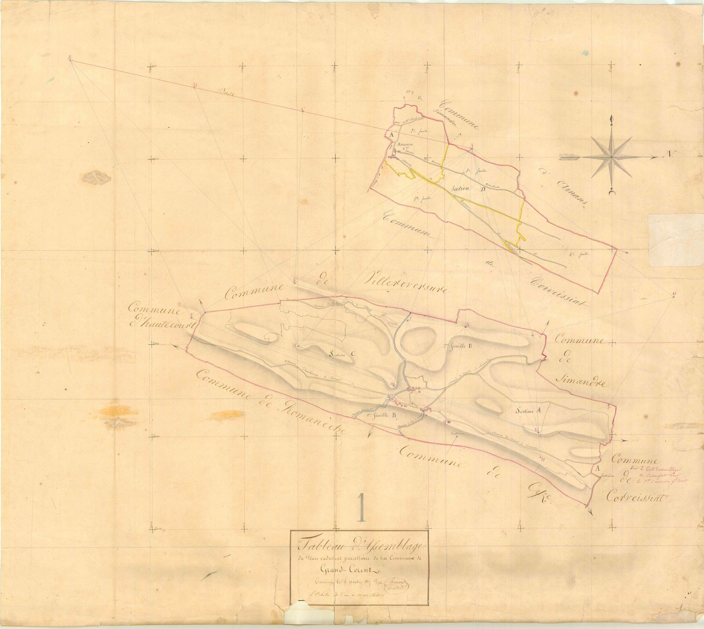 Grand-Corent - 3 P 6306 - 3 P 6306 -  Tableau d'assemblage  (1827)