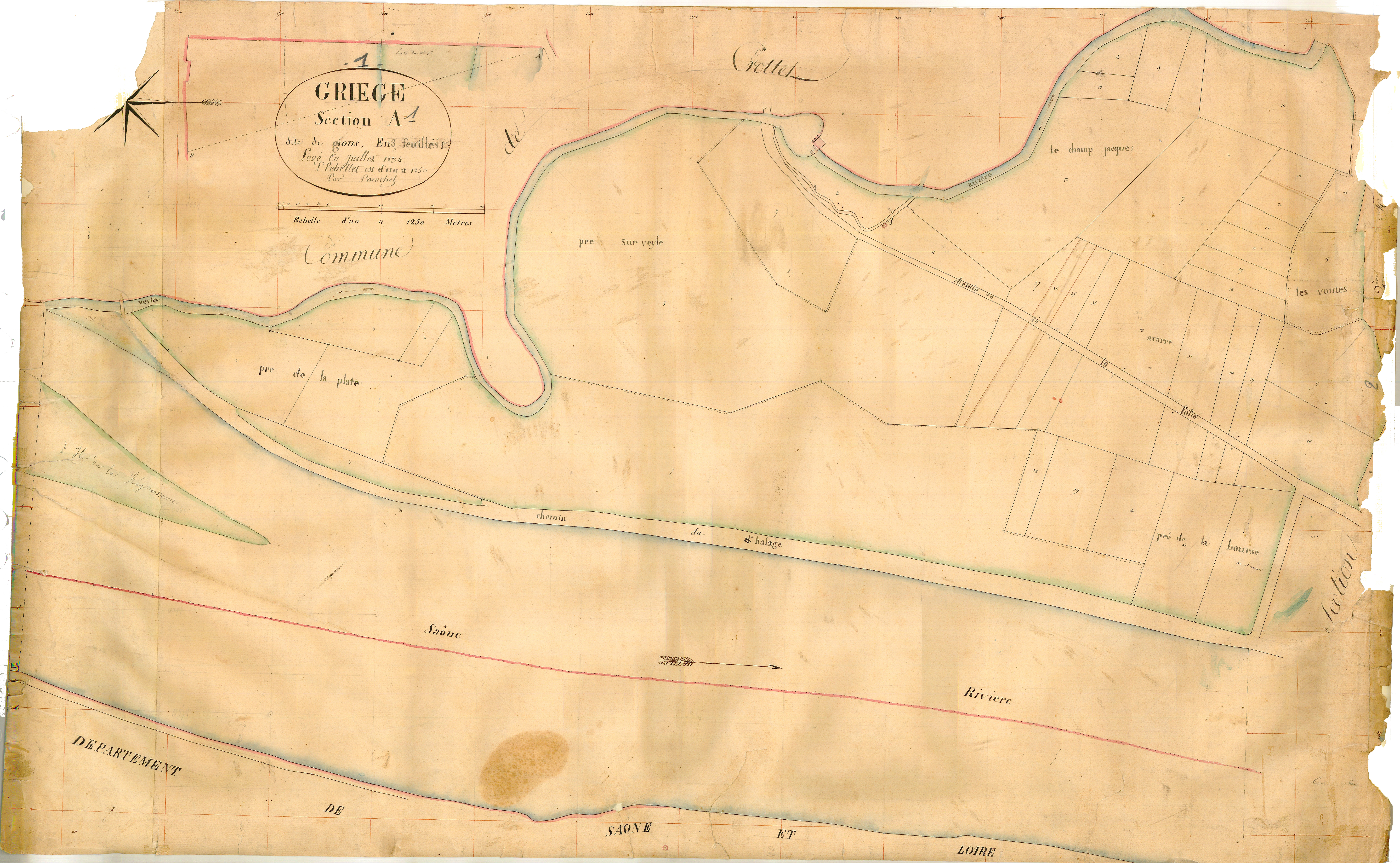 Grièges - 3 P 6318 - 3 P 6318 -  Feuille 1  (1834)