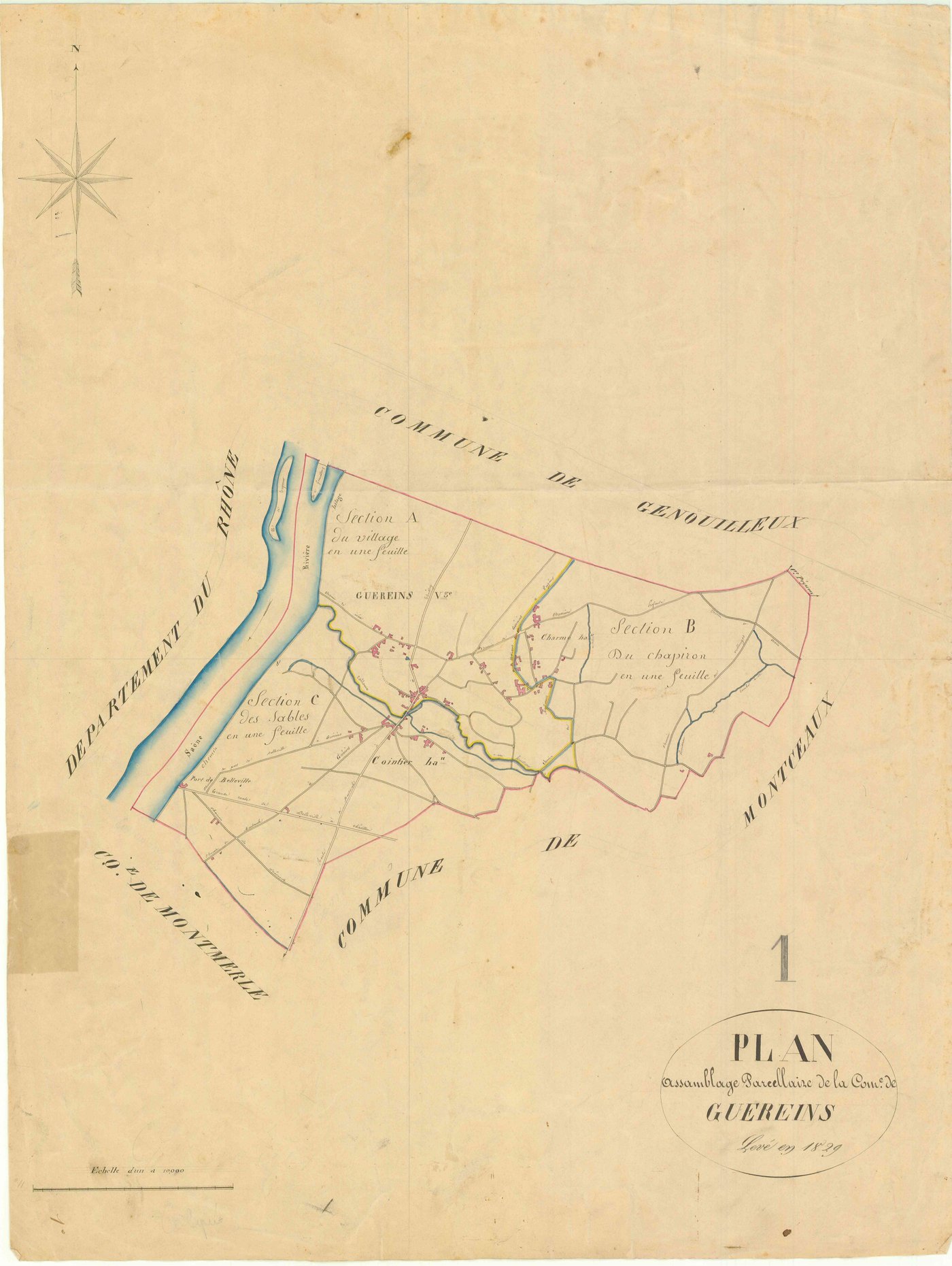 Guéreins - 3 P 6375 - 3 P 6375 -  Tableau d'assemblage  (1829)