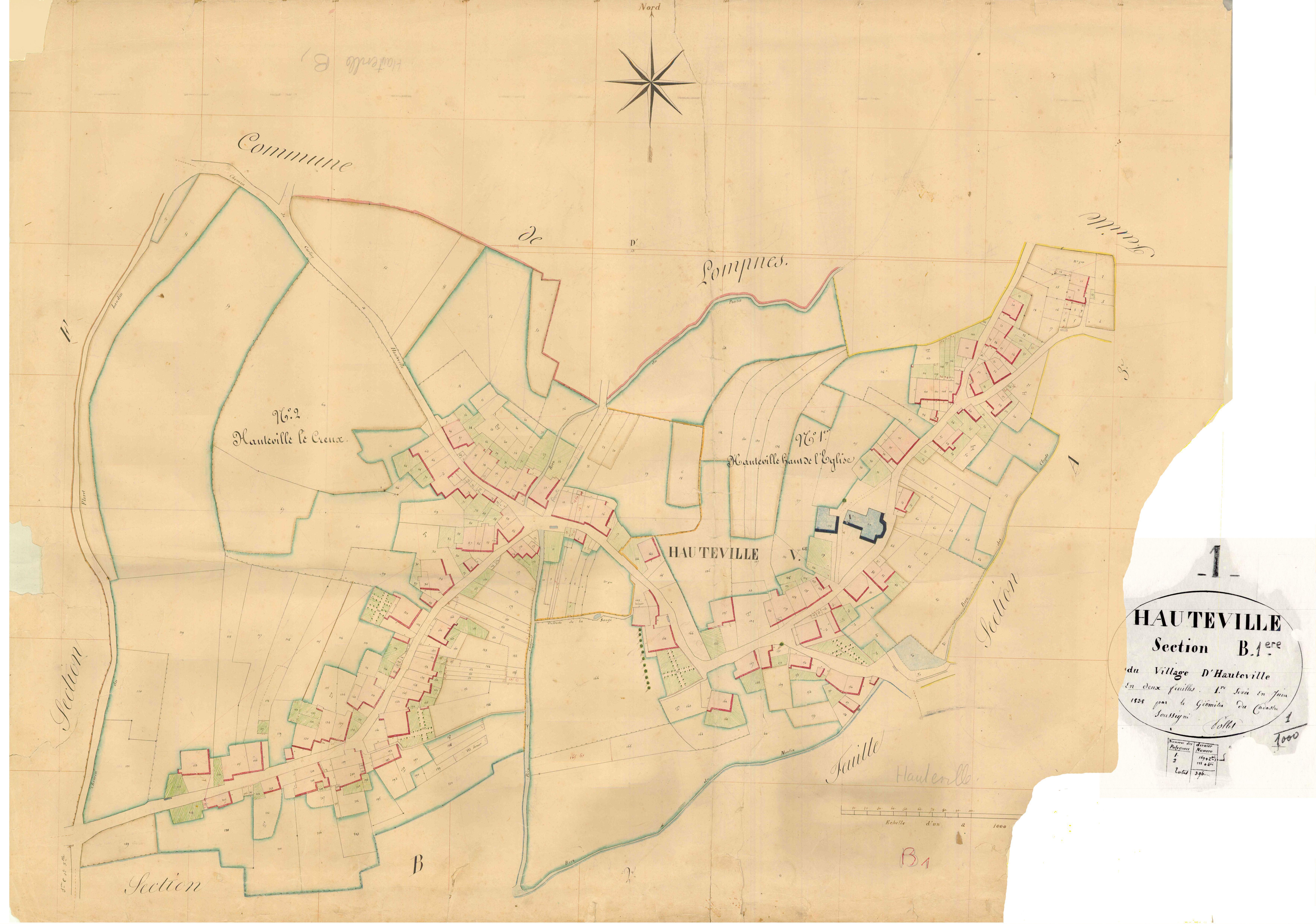 Hauteville - 3 P 6402 - 3 P 6402 -  Feuille 1  (1838)
