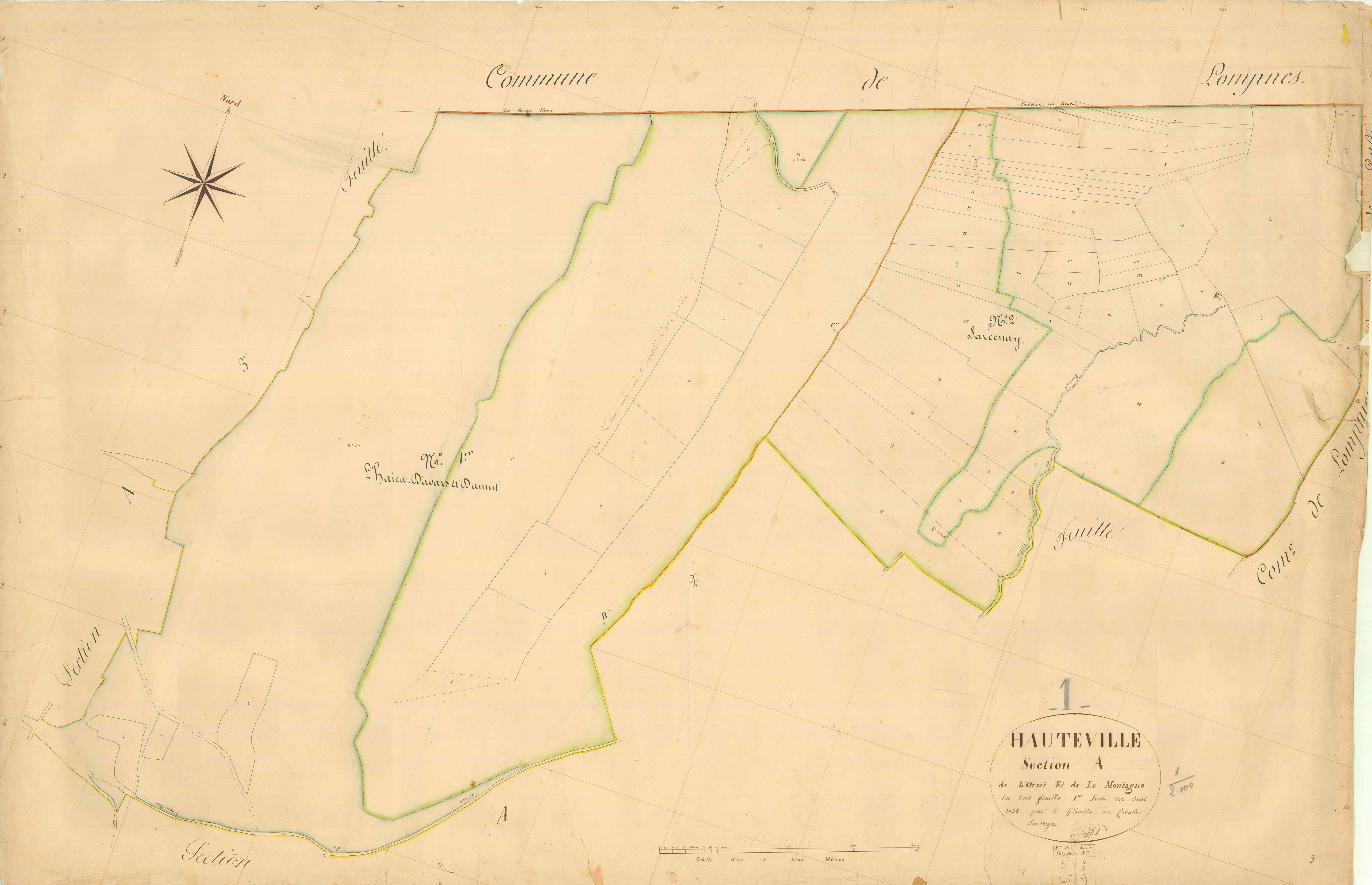 Hauteville - 3 P 6399 - 3 P 6399 -  Feuille 1  (1838)