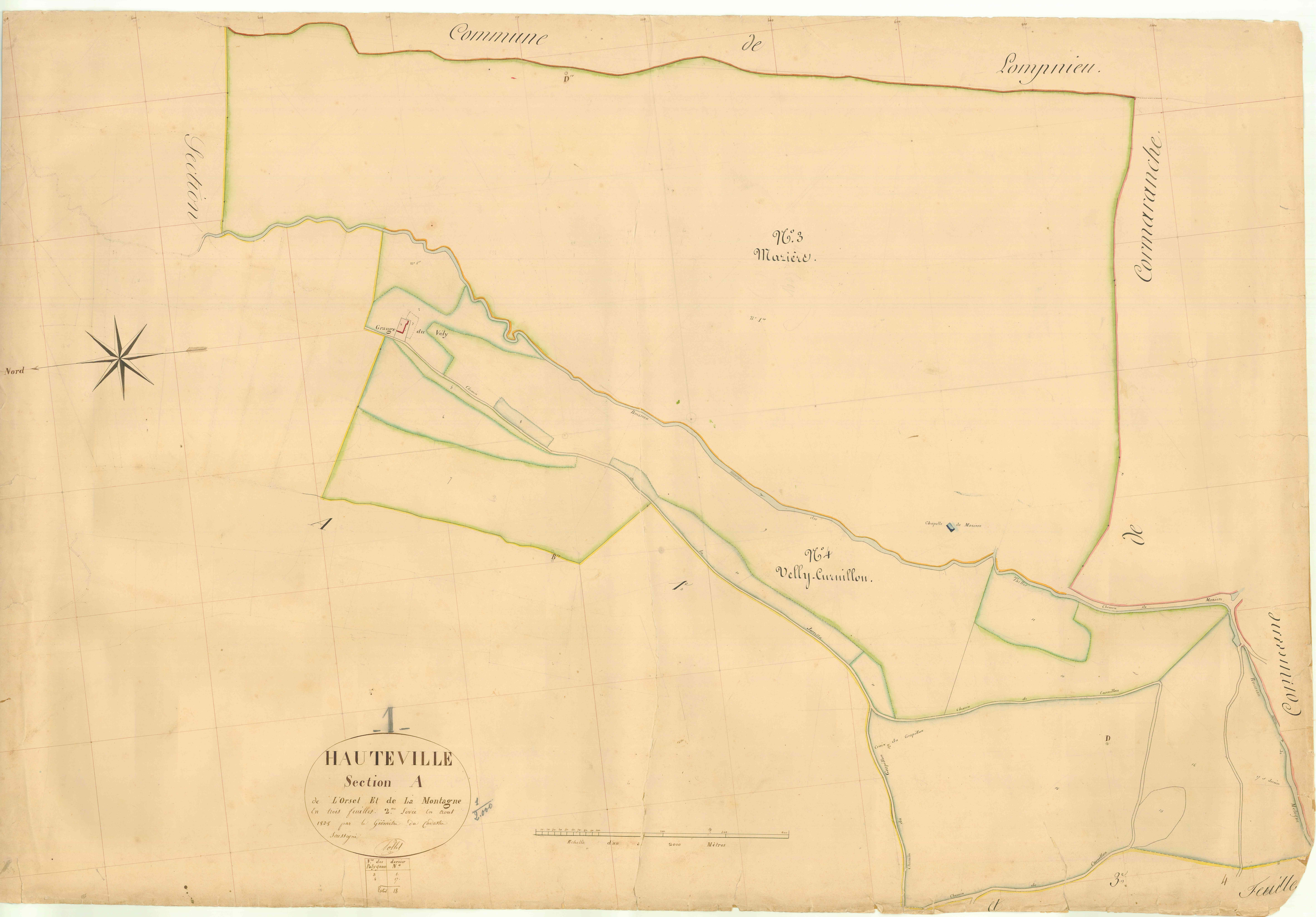Hauteville - 3 P 6400 - 3 P 6400 -  Feuille 2  (1838)