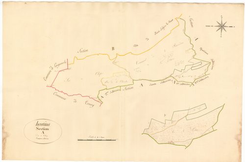 Hostiaz (Plateau d'Hauteville, Ain, France ; ancienne commune) - 3 P 10107-6 - 3 P 10107-6 -  Feuille 5  (1811)