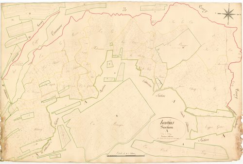 Hostiaz (Plateau d'Hauteville, Ain, France ; ancienne commune) - 3 P 10107-4 - 3 P 10107-4 -  Feuille 3  (1811)