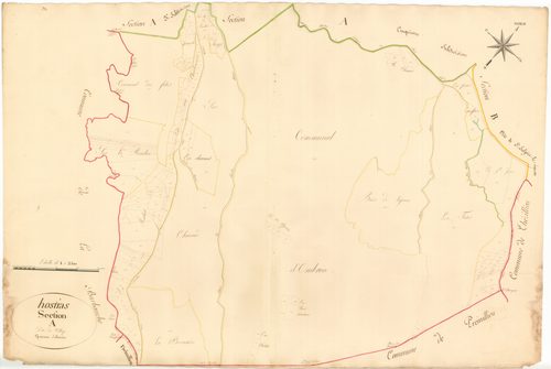 Hostiaz (Plateau d'Hauteville, Ain, France ; ancienne commune) - 3 P 10107-5 - 3 P 10107-5 -  Feuille 4  (1811)