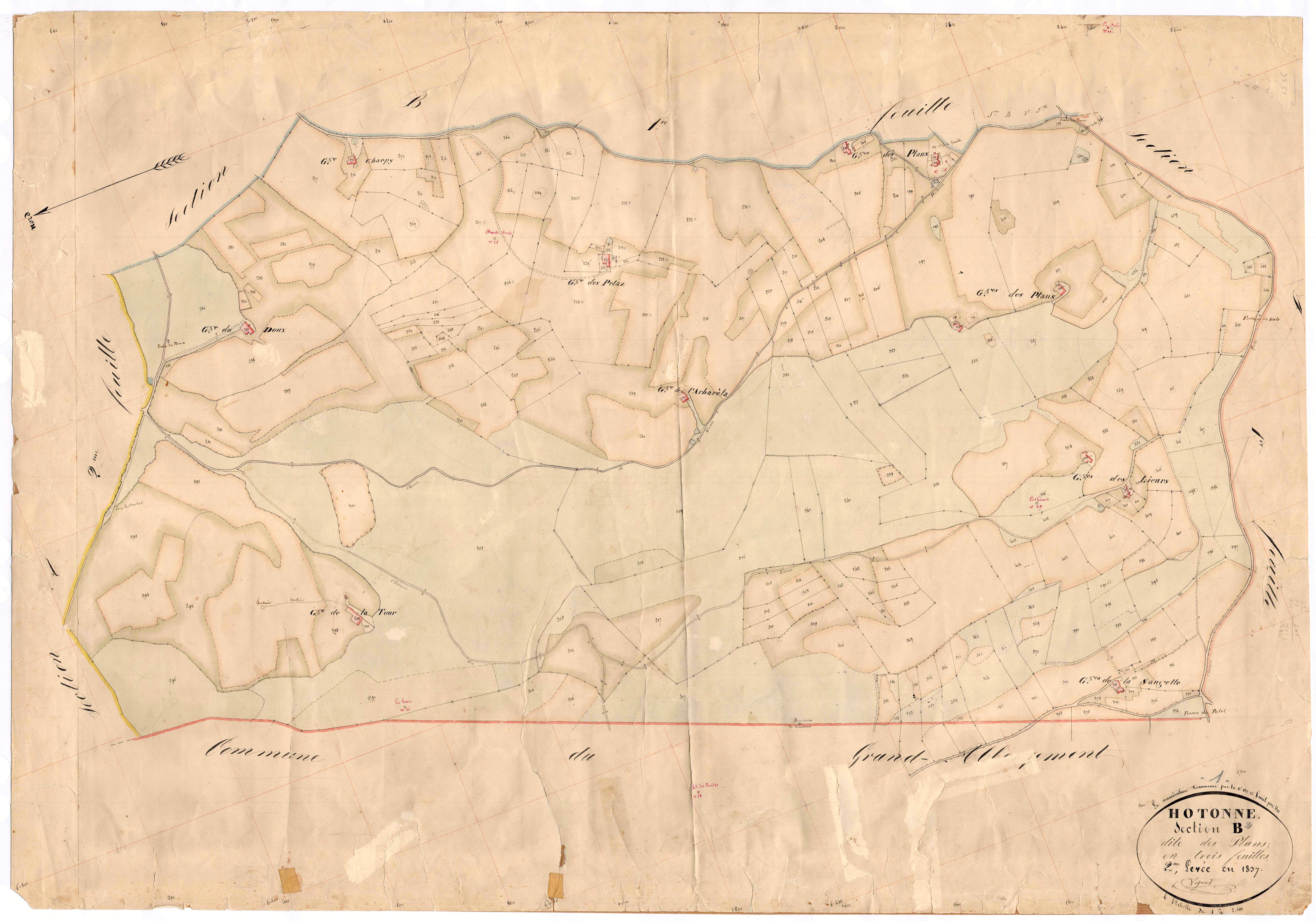 Hotonnes (Haut Valromey, Ain, France ; ancienne commune) - 3 P 6427 - 3 P 6427 - Feuille 2 (1837)