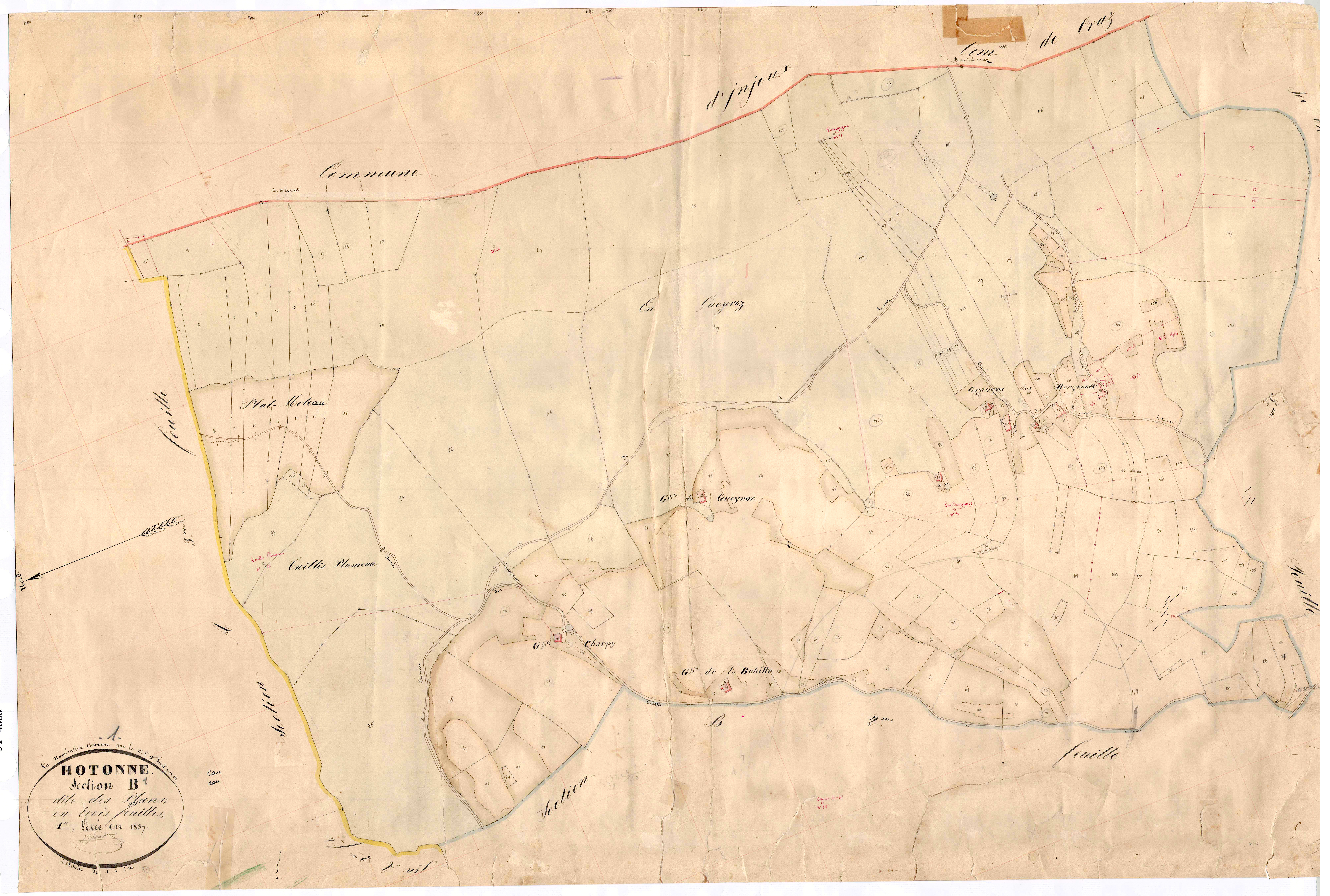 Hotonnes (Haut Valromey, Ain, France ; ancienne commune) - 3 P 6426 - 3 P 6426 - Feuille 1 (1837)