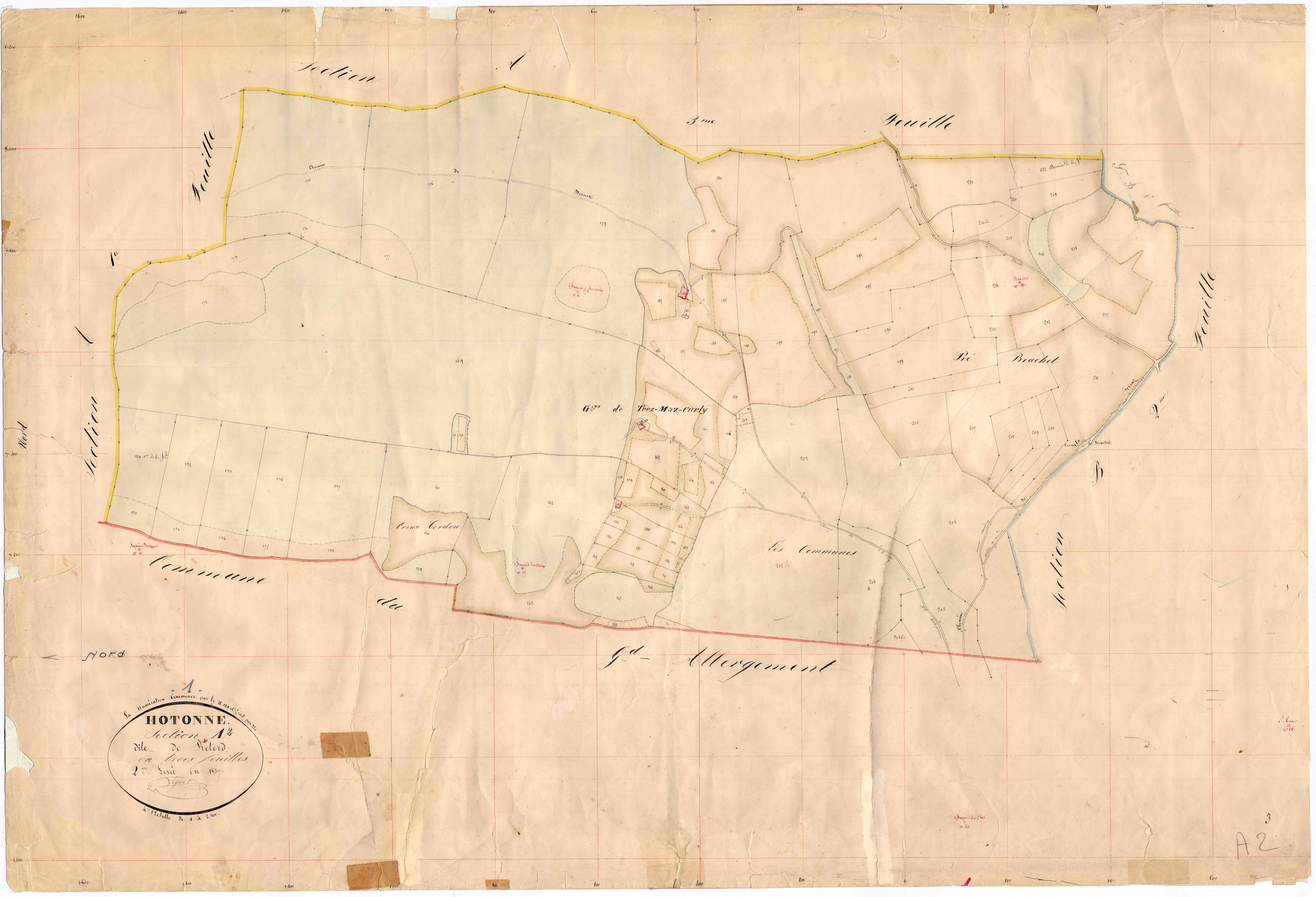 Hotonnes (Haut Valromey, Ain, France ; ancienne commune) - 3 P 6424 - 3 P 6424 - Feuille 2 (1837)