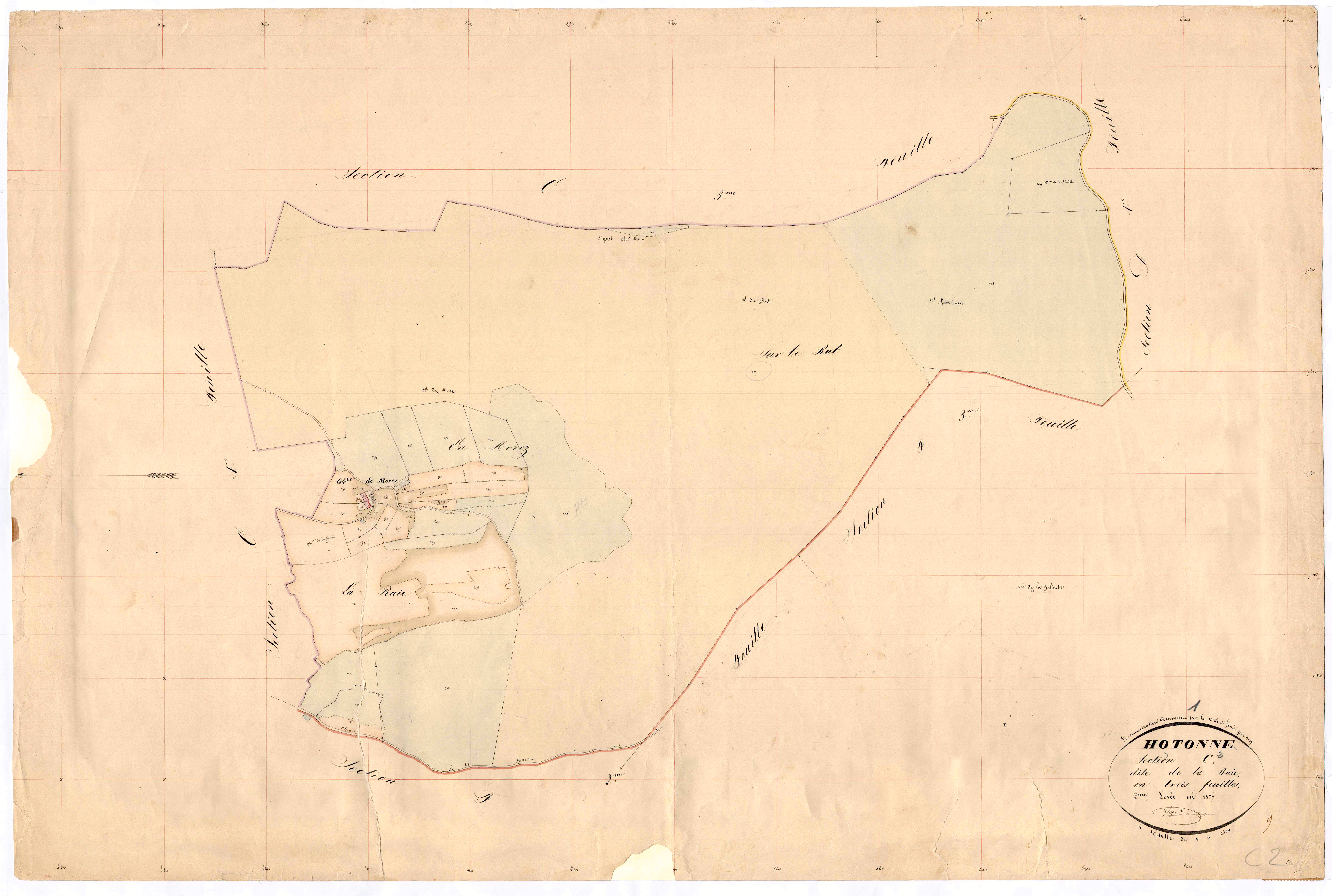 Hotonnes (Haut Valromey, Ain, France ; ancienne commune) - 3 P 6430 - 3 P 6430 - Feuille 2 (1837)