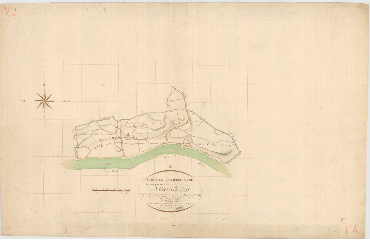 Jassans-Riottier - 3 P 6533 - 3 P 6533 -  Tableau d'assemblage  (1823)