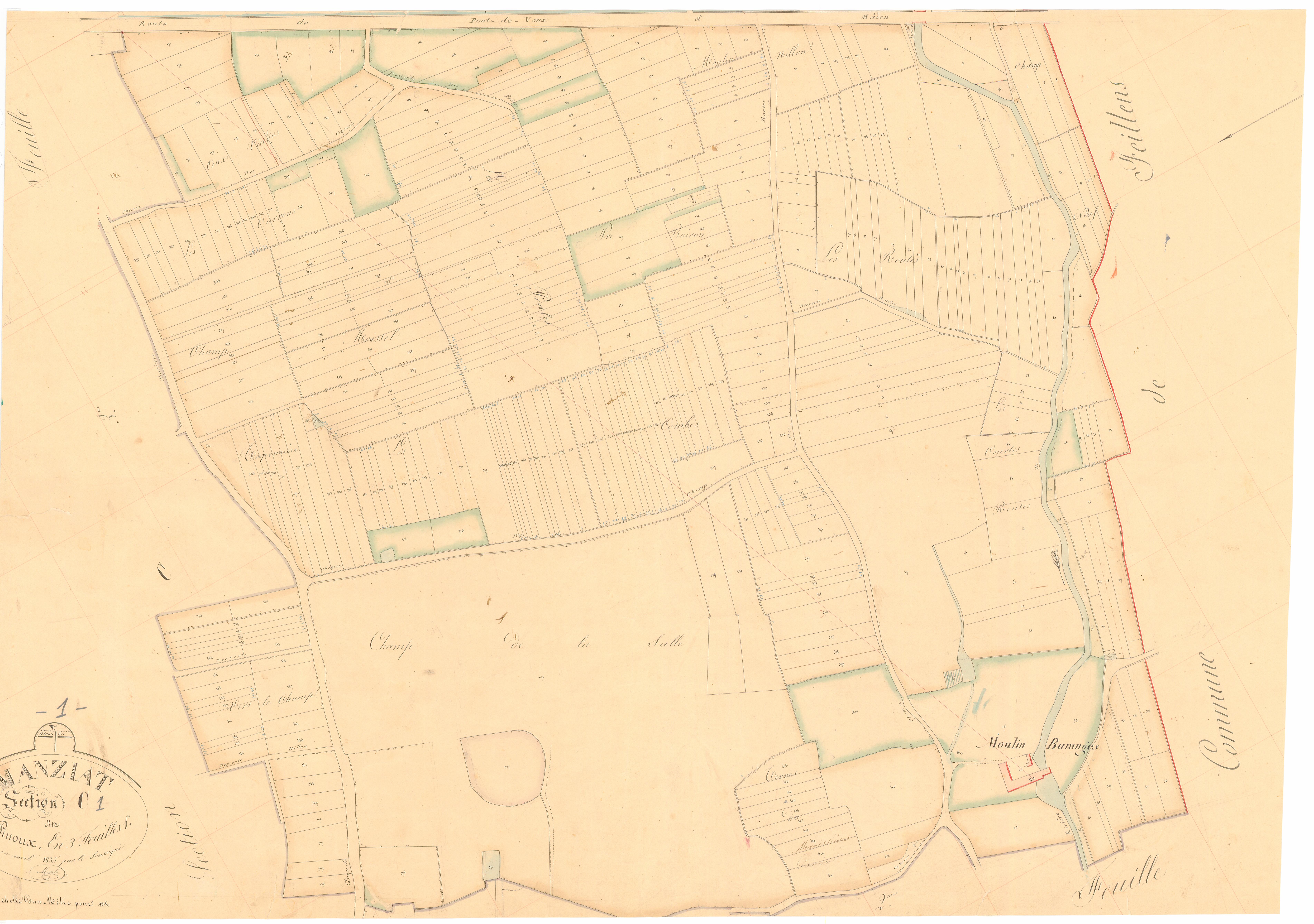 Manziat - 3 P 7228 - 3 P 7228 -  Feuille 1  (1836)