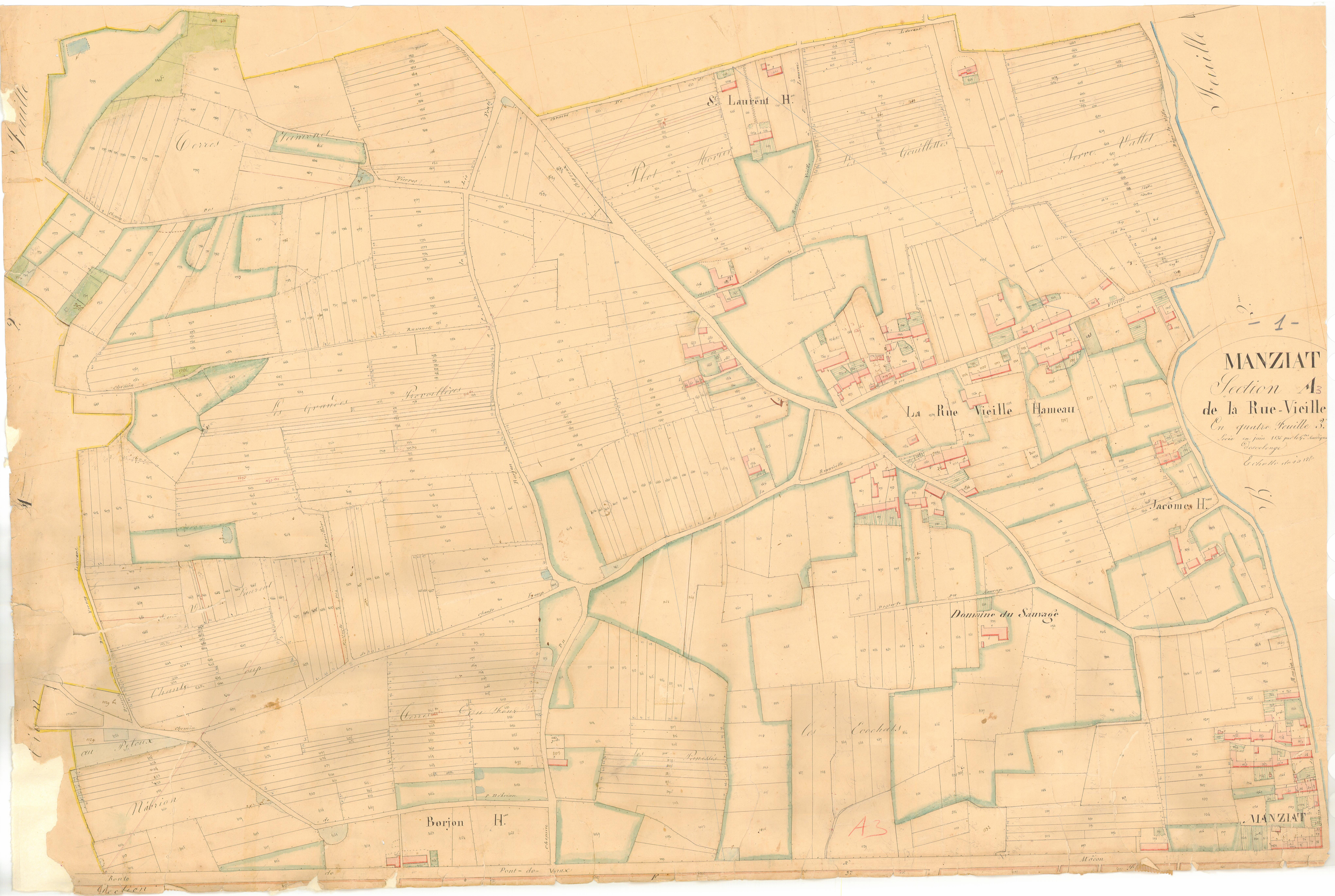 Manziat - 3 P 7223 - 3 P 7223 -  Feuille 3  (1836)