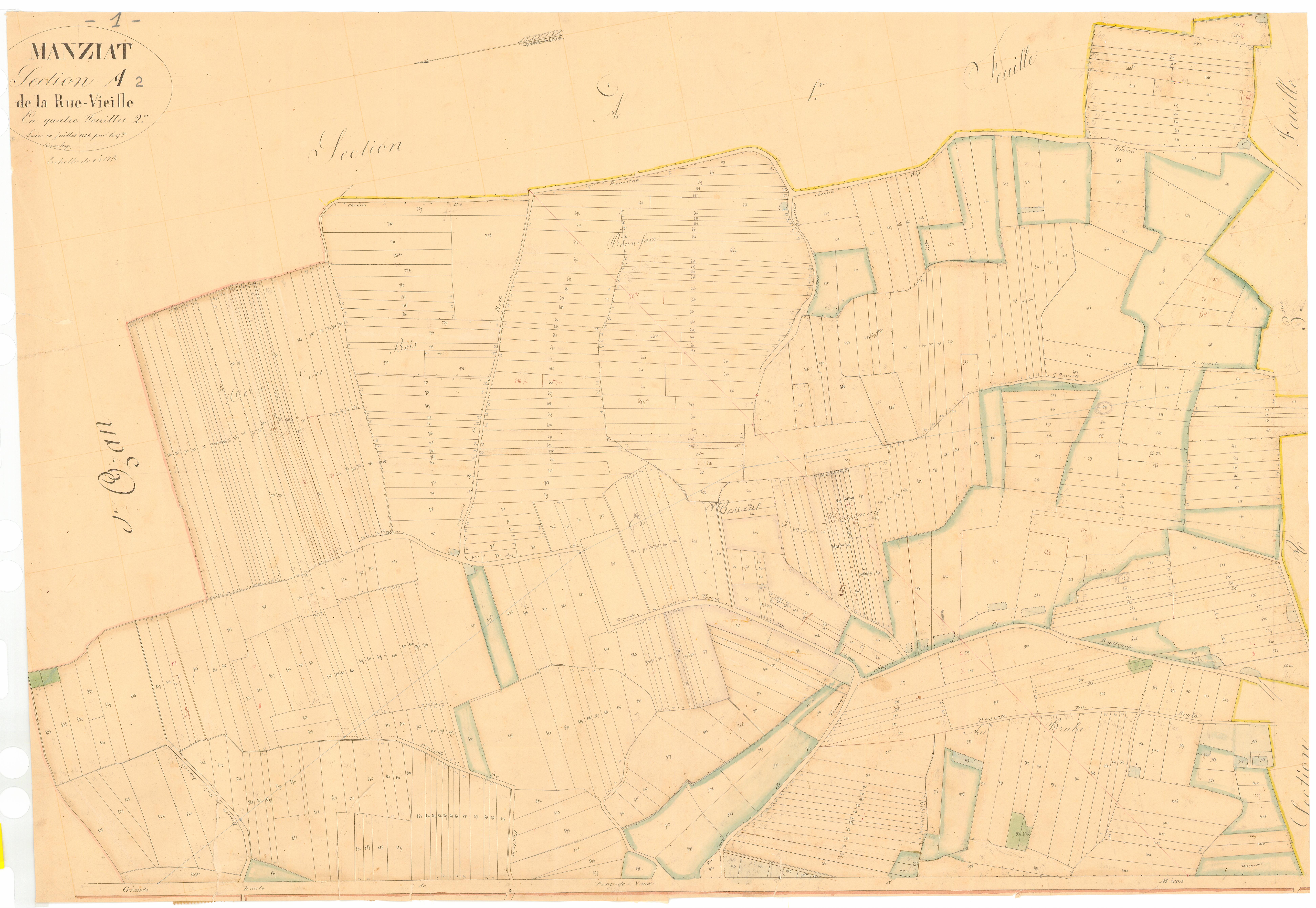 Manziat - 3 P 7222 - 3 P 7222 -  Feuille 2  (1836)