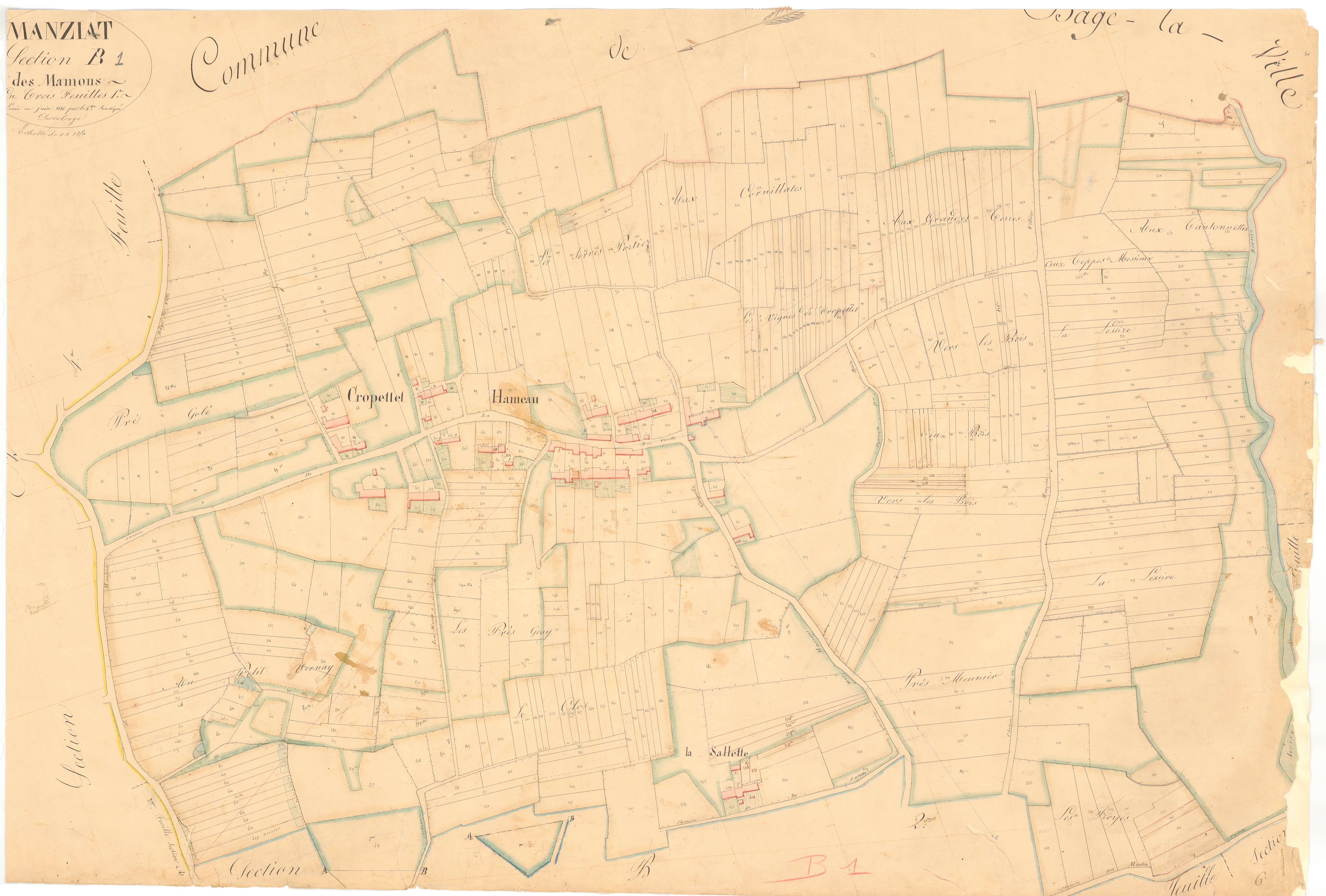 Manziat - 3 P 7225 - 3 P 7225 -  Feuille 1  (1836)