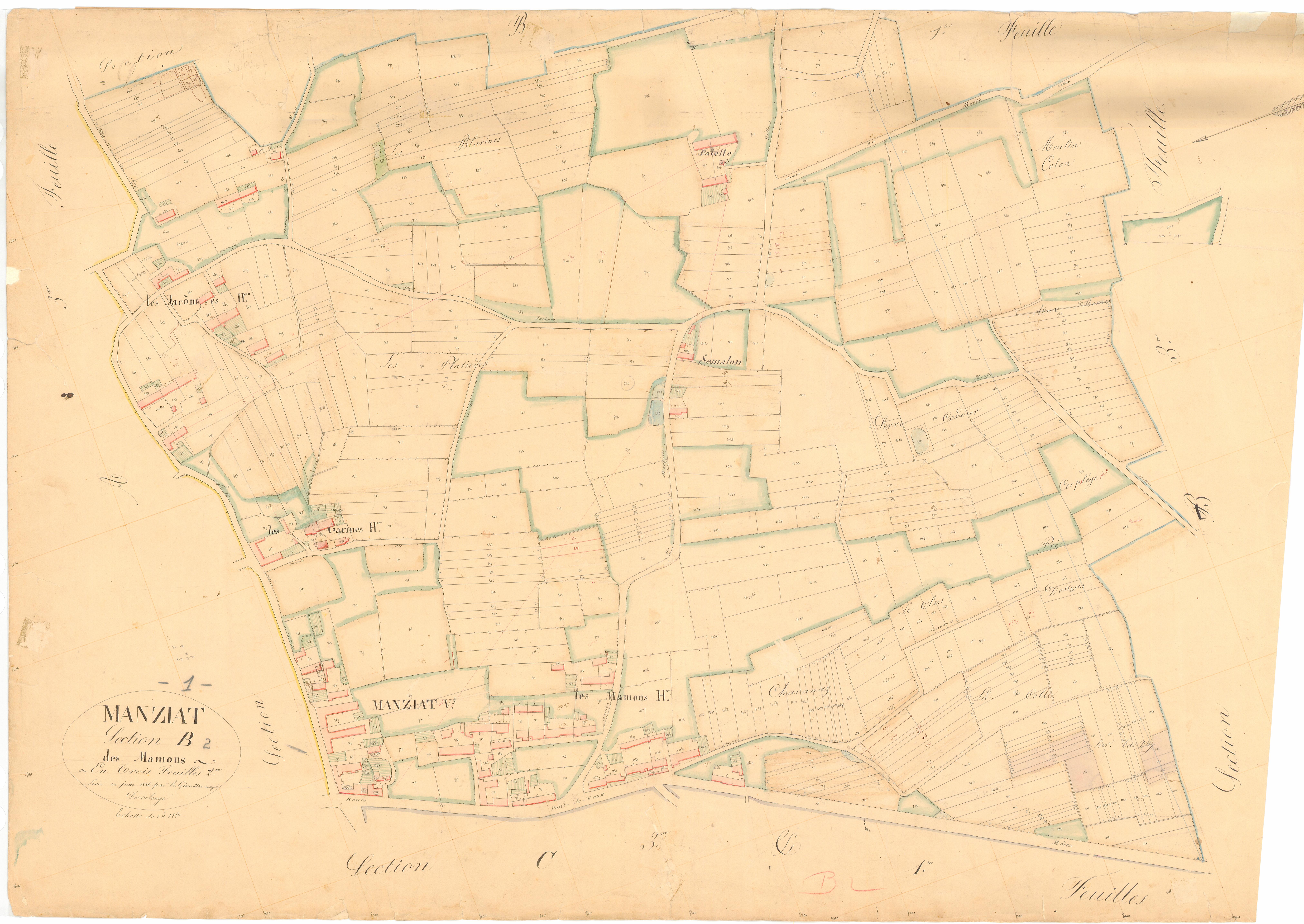 Manziat - 3 P 7226 - 3 P 7226 -  Feuille 2  (1836)