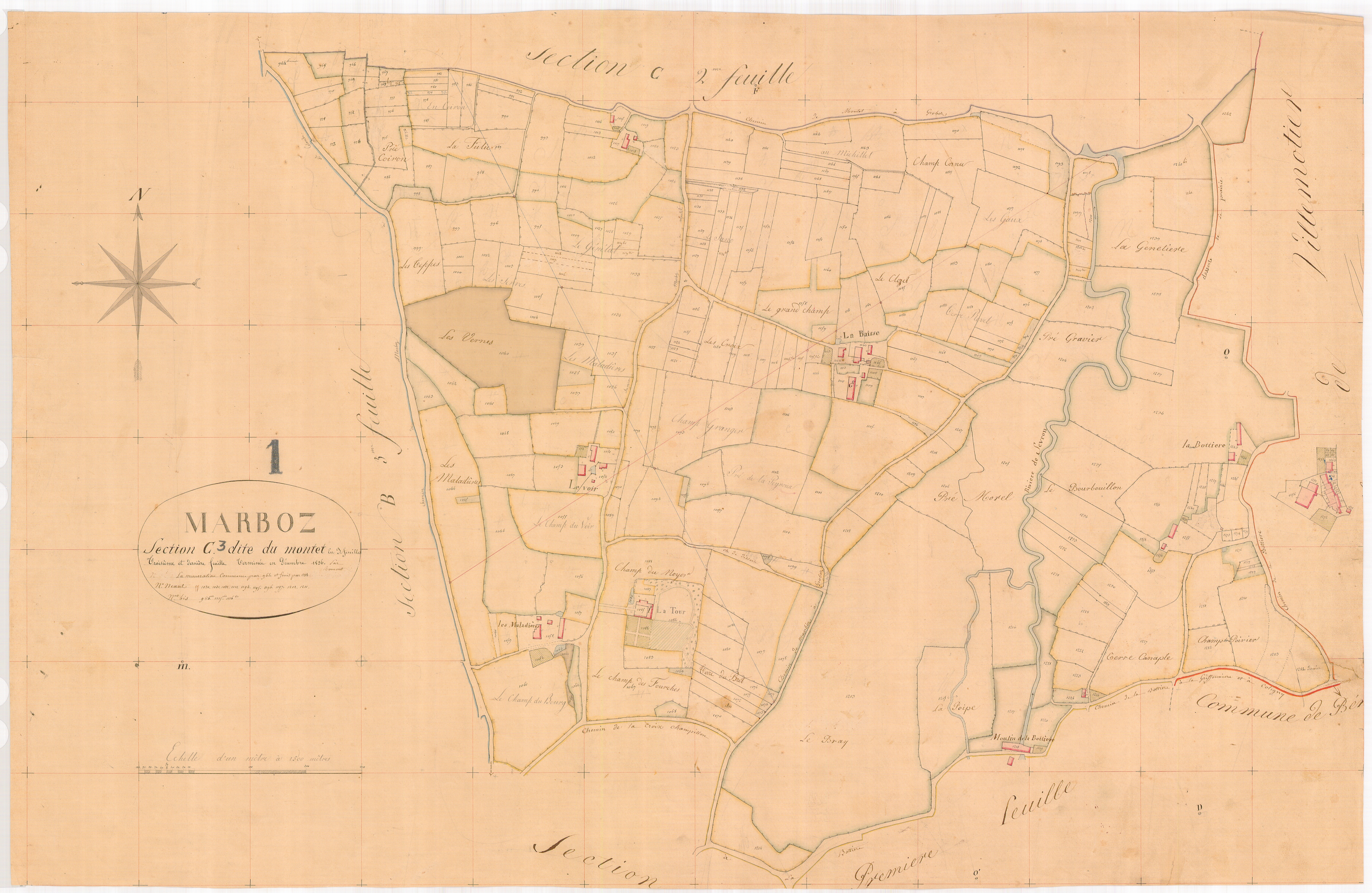 Marboz - 3 P 7249 - 3 P 7249 -  Feuille 3  (1836)