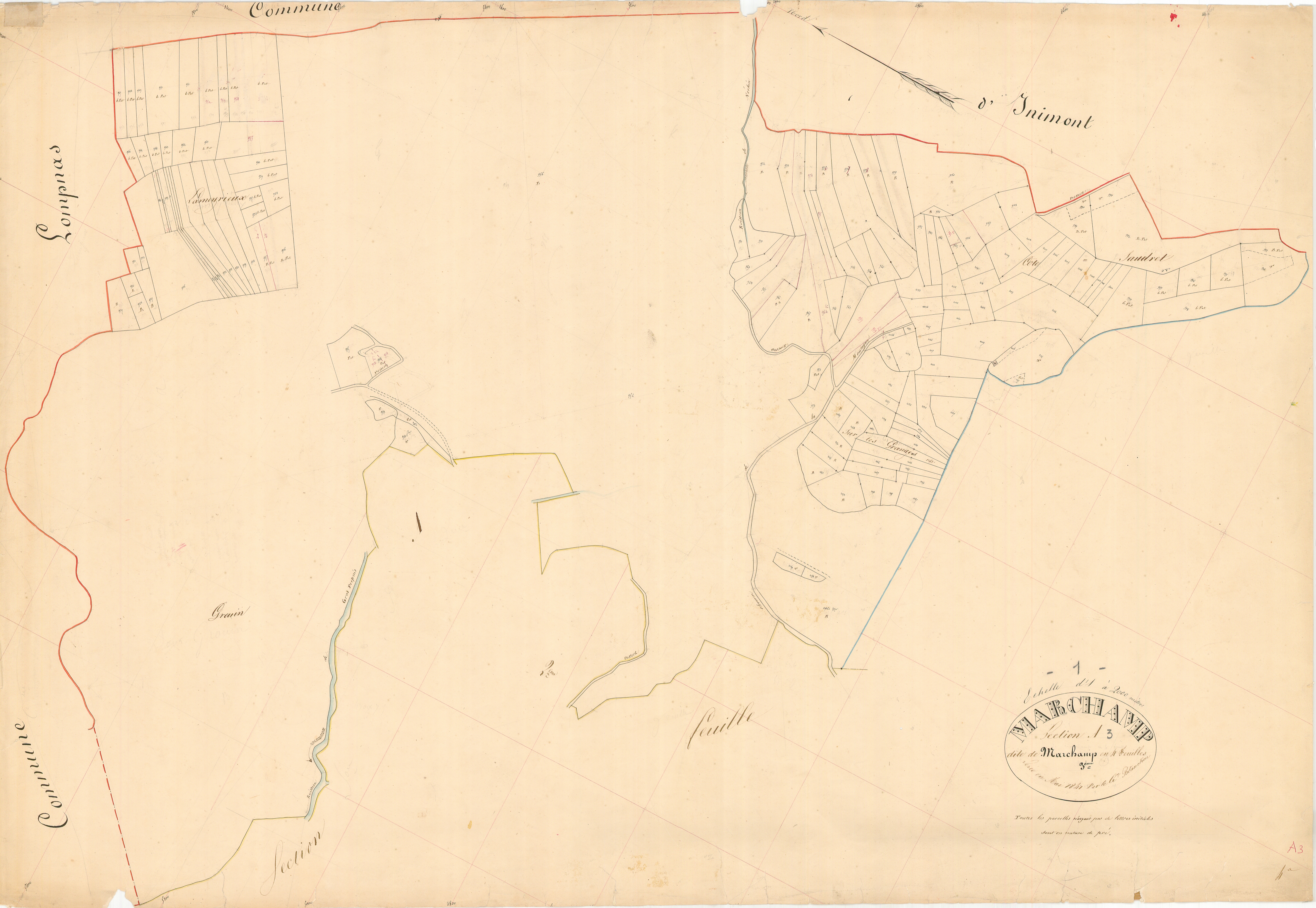 Marchamp - 3 P 7263 - 3 P 7263 -  Feuille 3  (1840)