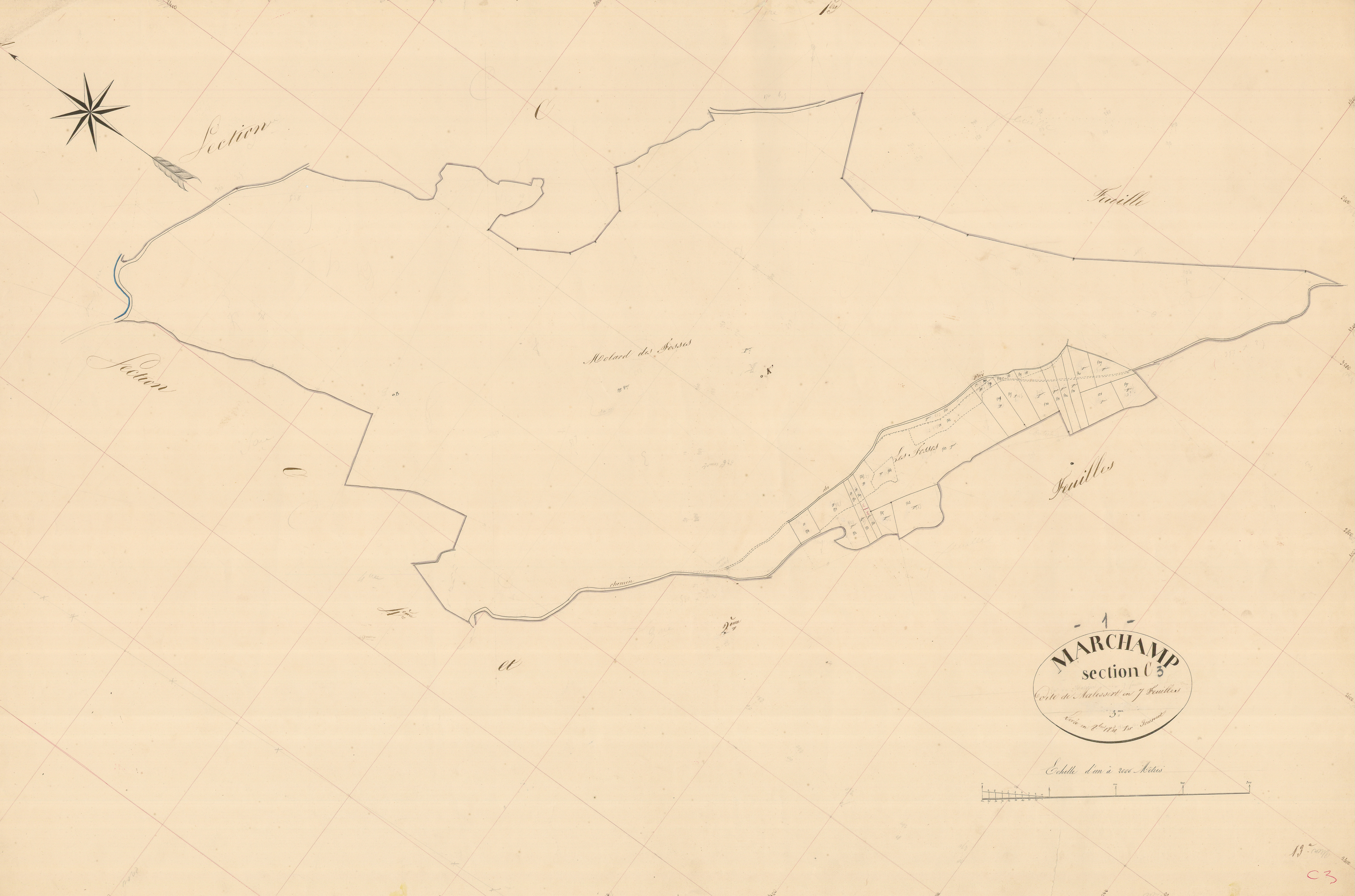 Marchamp - 3 P 7272 - 3 P 7272 -  Feuille 3  (1840)