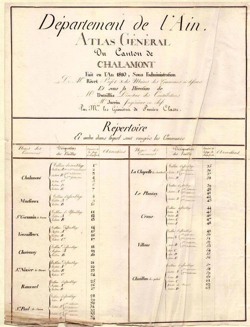 Marlieux - 3 P 10160 - 3 P 10160 -  Liste des communes : canton de Chalamont  (1810)