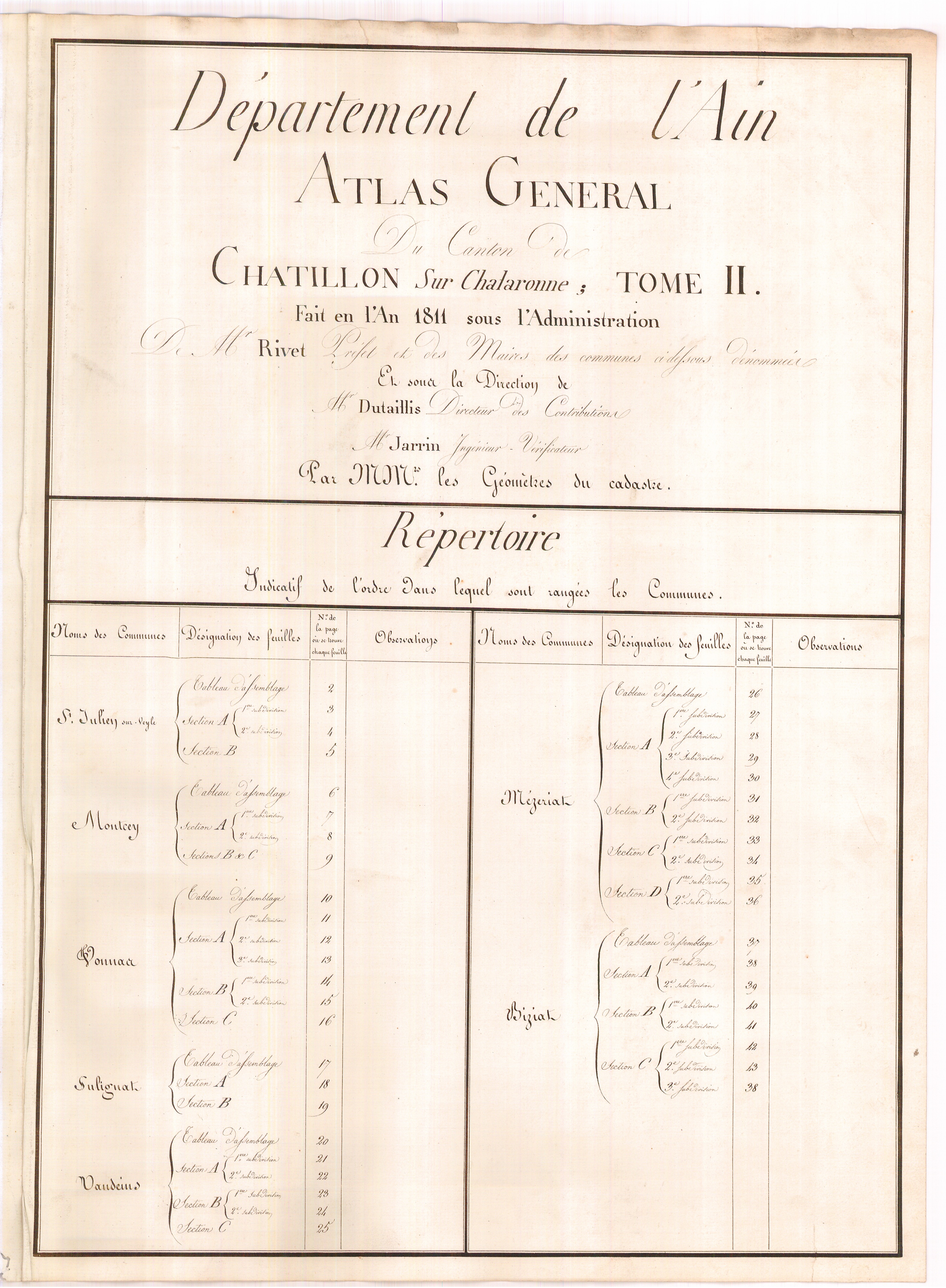 Mézériat - 3 P 10152 - 3 P 10152 -  Liste des communes : canton de Châtillon-sur-Chalaronne  (1811)