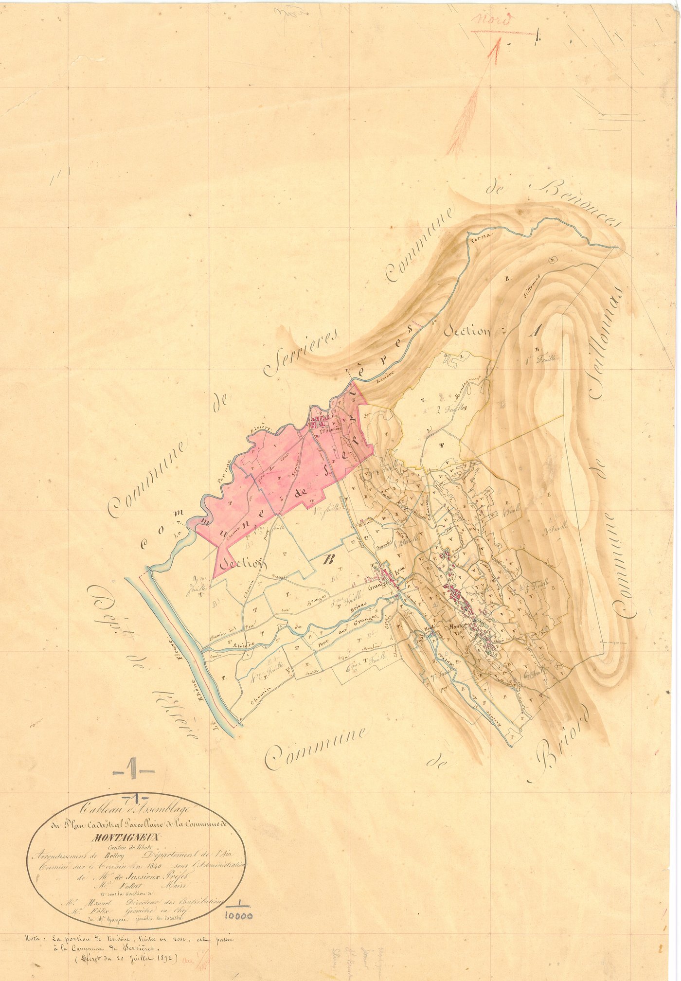 Montagnieu - 3 P 7501 - 3 P 7501 -  Tableau d'assemblage  (1840-1892)