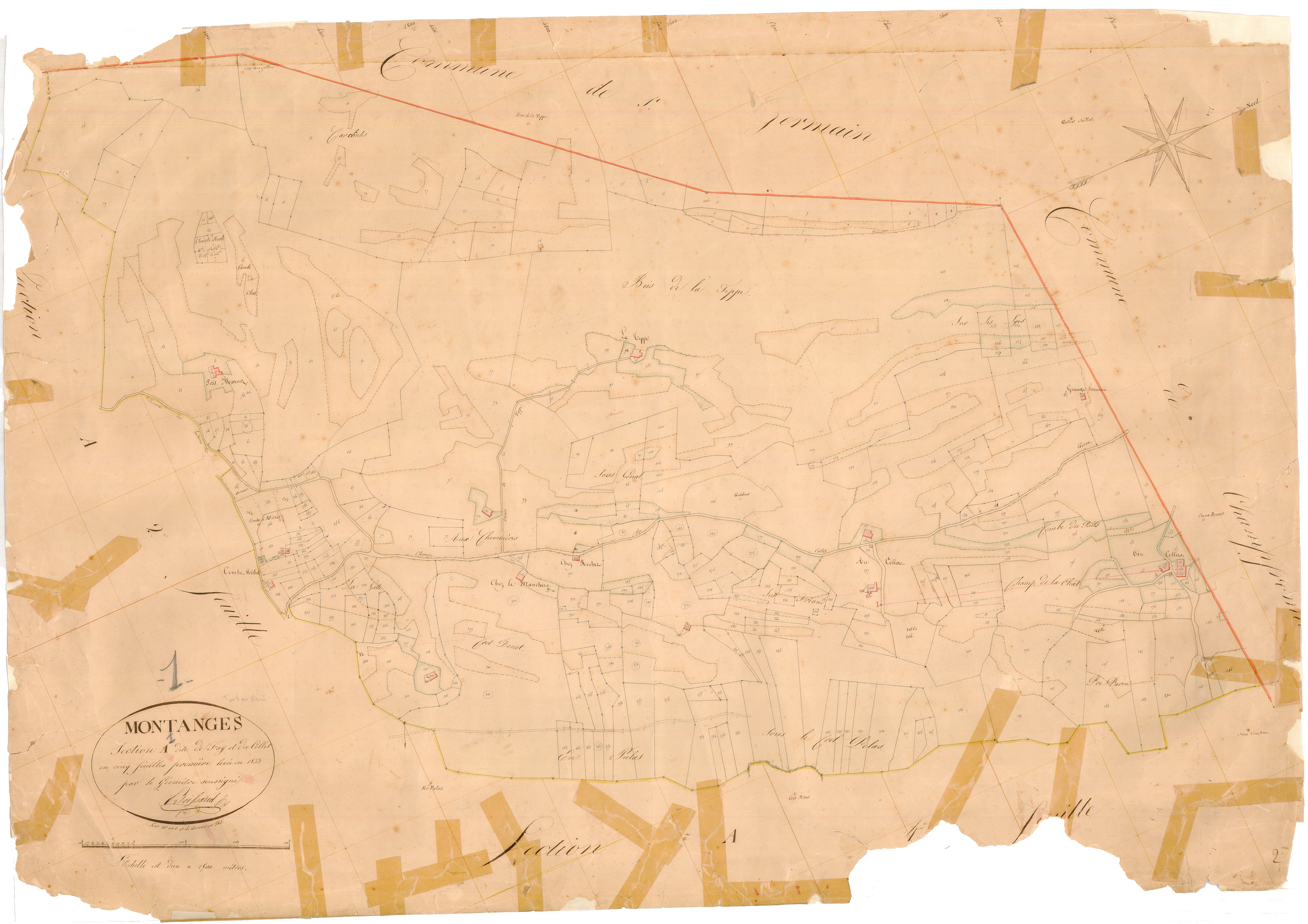 Montanges - 3 P 7519 - 3 P 7519 -  Feuille 1  (1833)