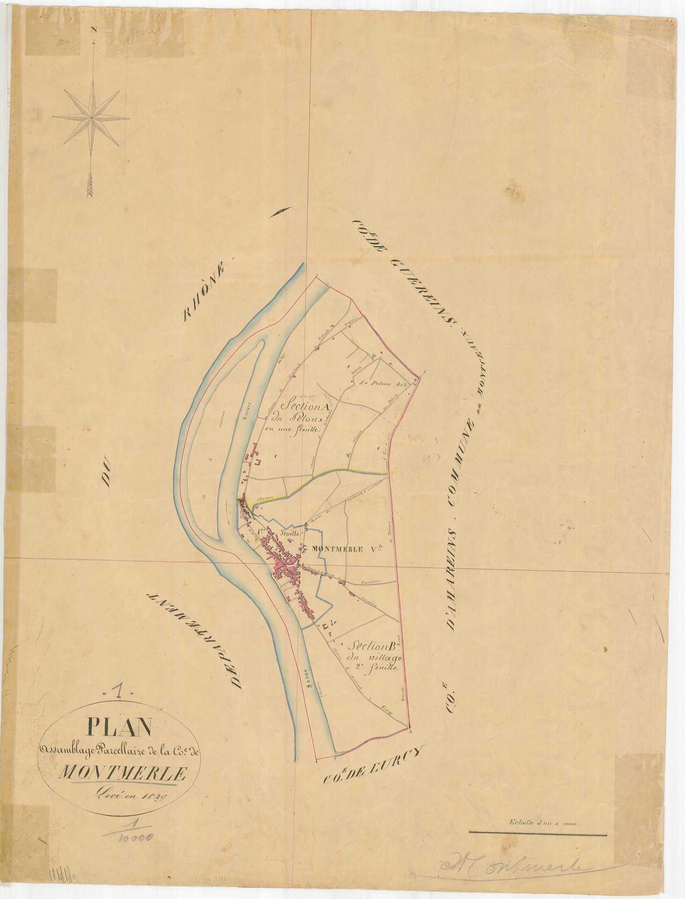 Montmerle-sur-Saône - 3 P 7558 - 3 P 7558 -  Tableau d'assemblage  (1829)
