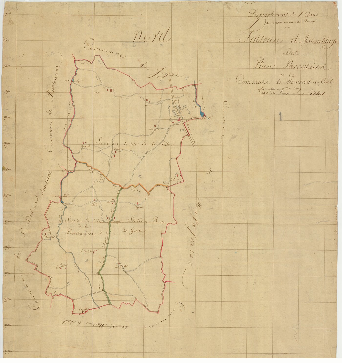 Montrevel-en-Bresse - 3 P 7575 - 3 P 7575 -  Tableau d'assemblage  (1810)