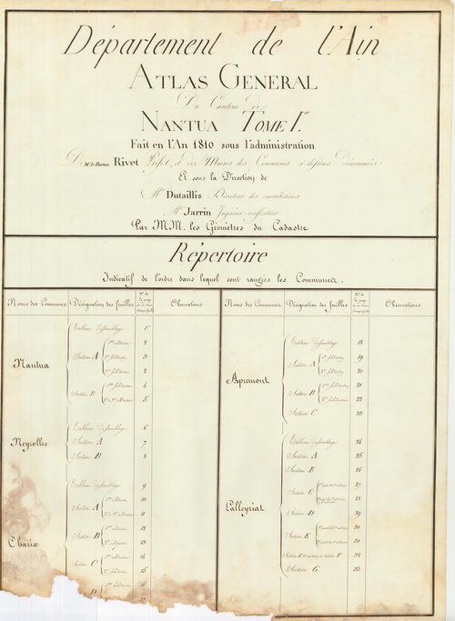 Nantua - 3 P 10077 - 3 P 10077 -  Liste des communes : canton de Nantua  (1810)