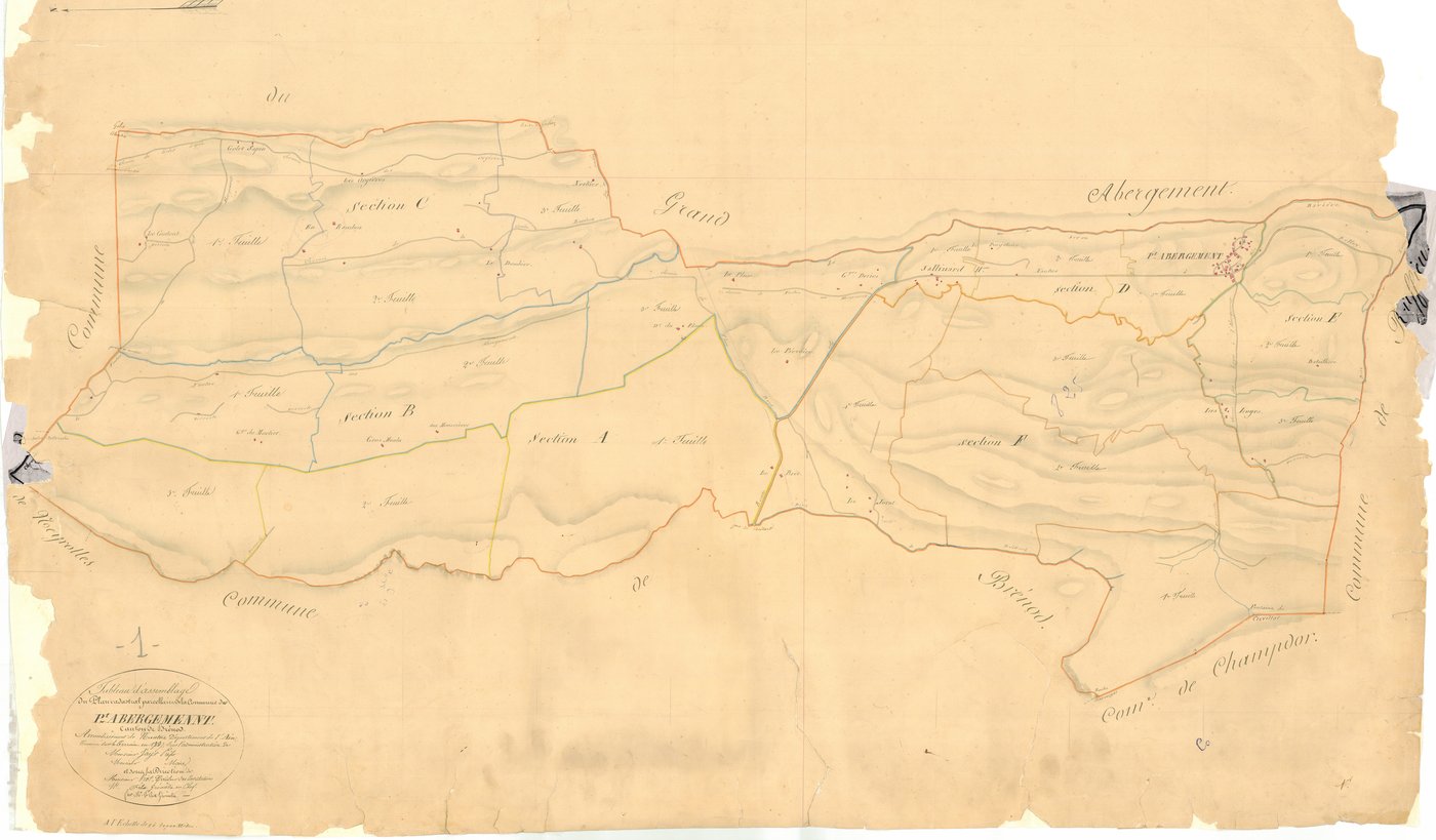 Le Petit-Abergement (Haut Valromey, Ain, France ; ancienne commune) - 3 P 6877 - 3 P 6877 -  Tableau d'assemblage  (1837)