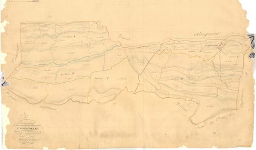 Le Petit-Abergement (Haut Valromey, Ain, France ; ancienne commune) - 3 P 6877 - 3 P 6877 -  Tableau d'assemblage  (1837)