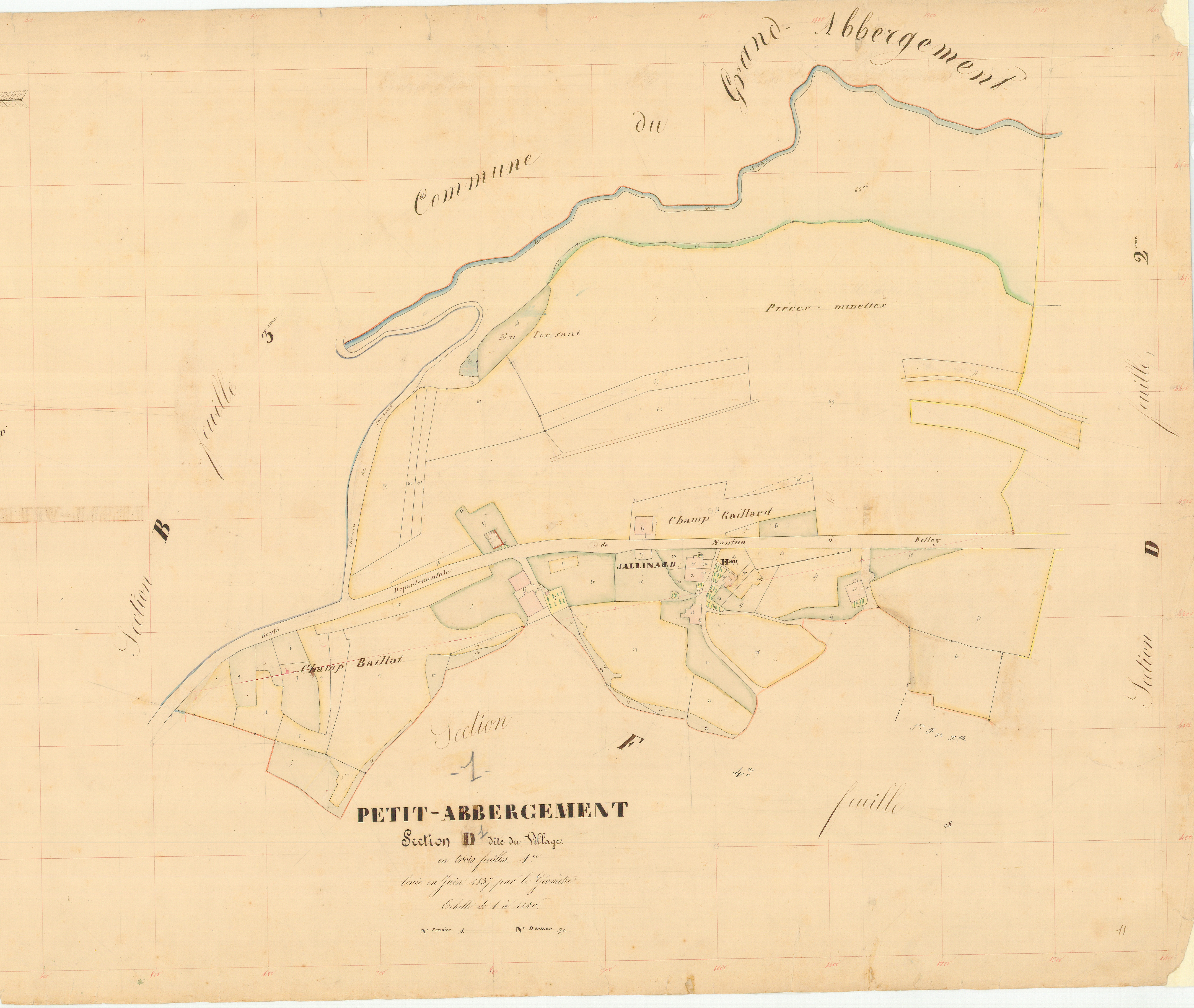 Le Petit-Abergement (Haut Valromey, Ain, France ; ancienne commune) - 3 P 6887 - 3 P 6887 -  Feuille 1  (1837)