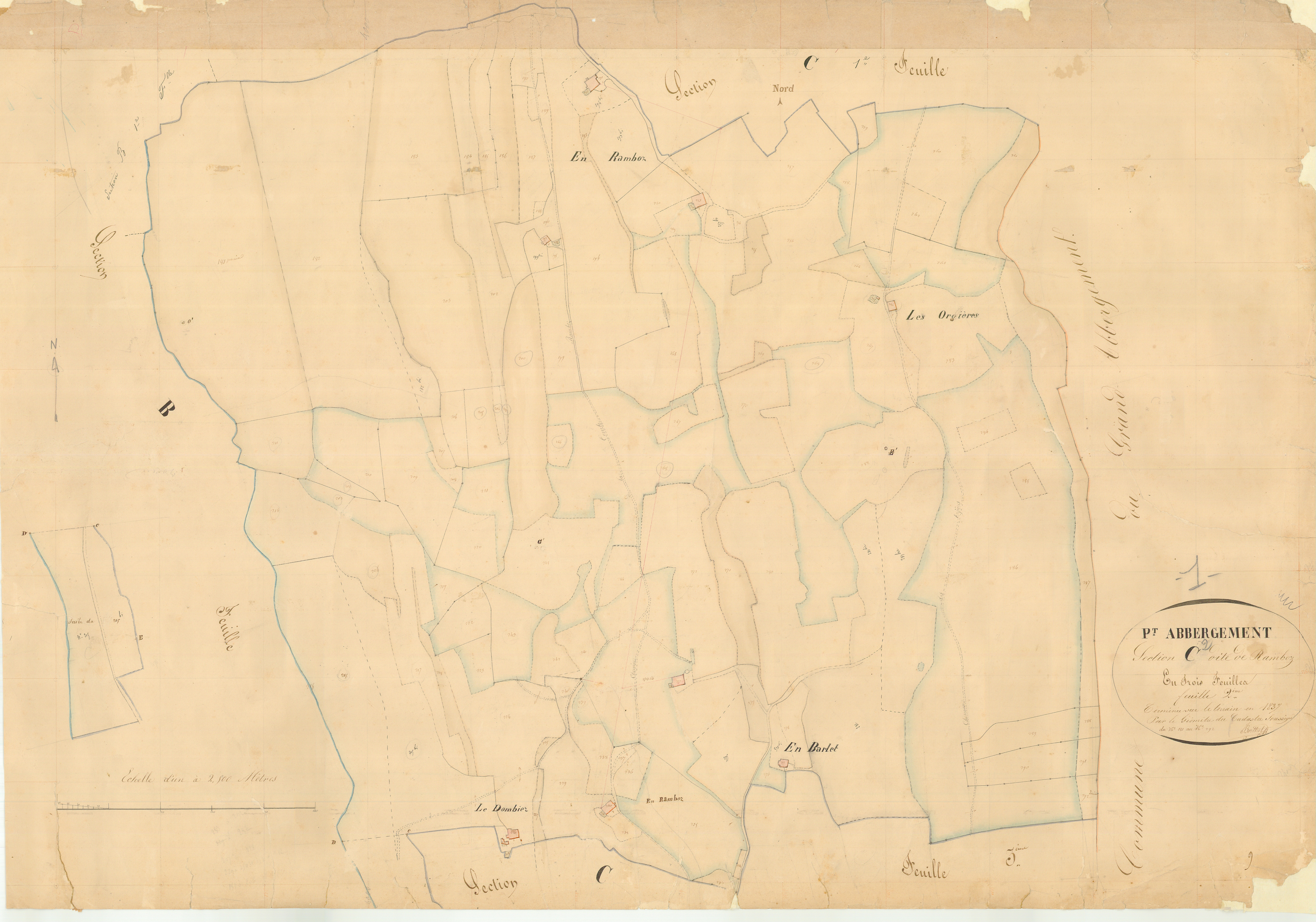 Le Petit-Abergement (Haut Valromey, Ain, France ; ancienne commune) - 3 P 6885 - 3 P 6885 -  Feuille 2  (1837)