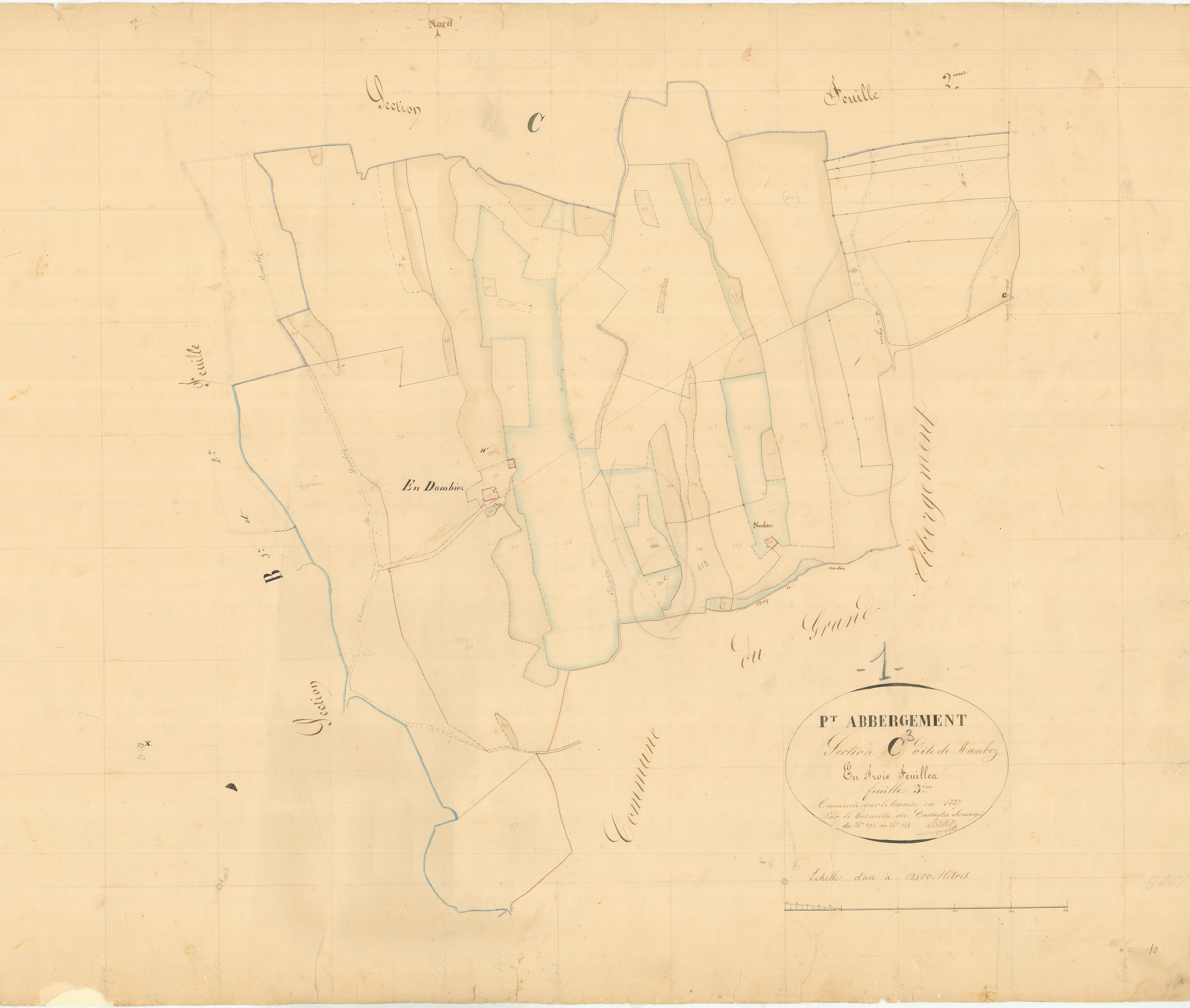 Le Petit-Abergement (Haut Valromey, Ain, France ; ancienne commune) - 3 P 6886 - 3 P 6886 -  Feuille 3  (1837)
