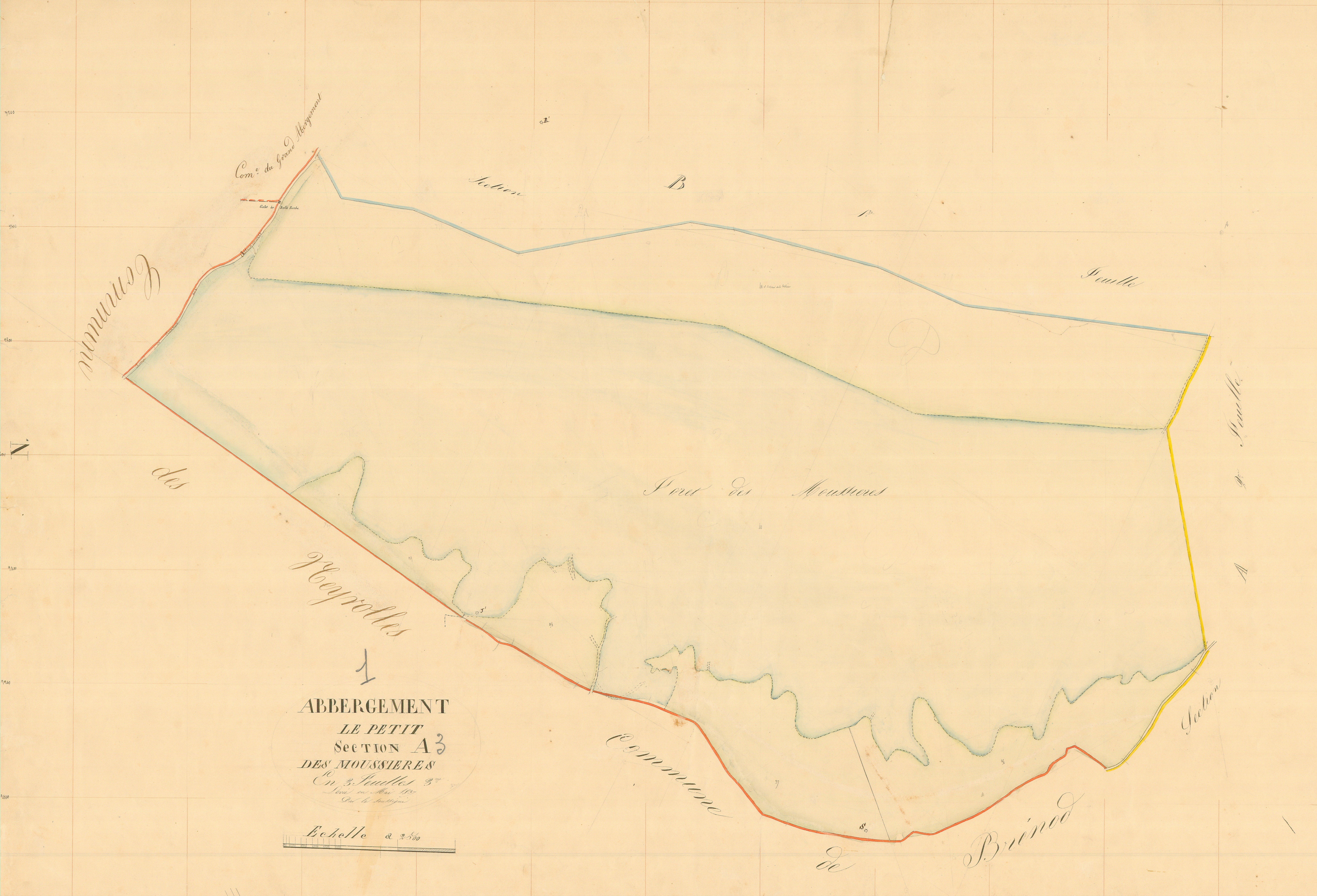 Le Petit-Abergement (Haut Valromey, Ain, France ; ancienne commune) - 3 P 6880 - 3 P 6880 -  Feuille 3  (1837)