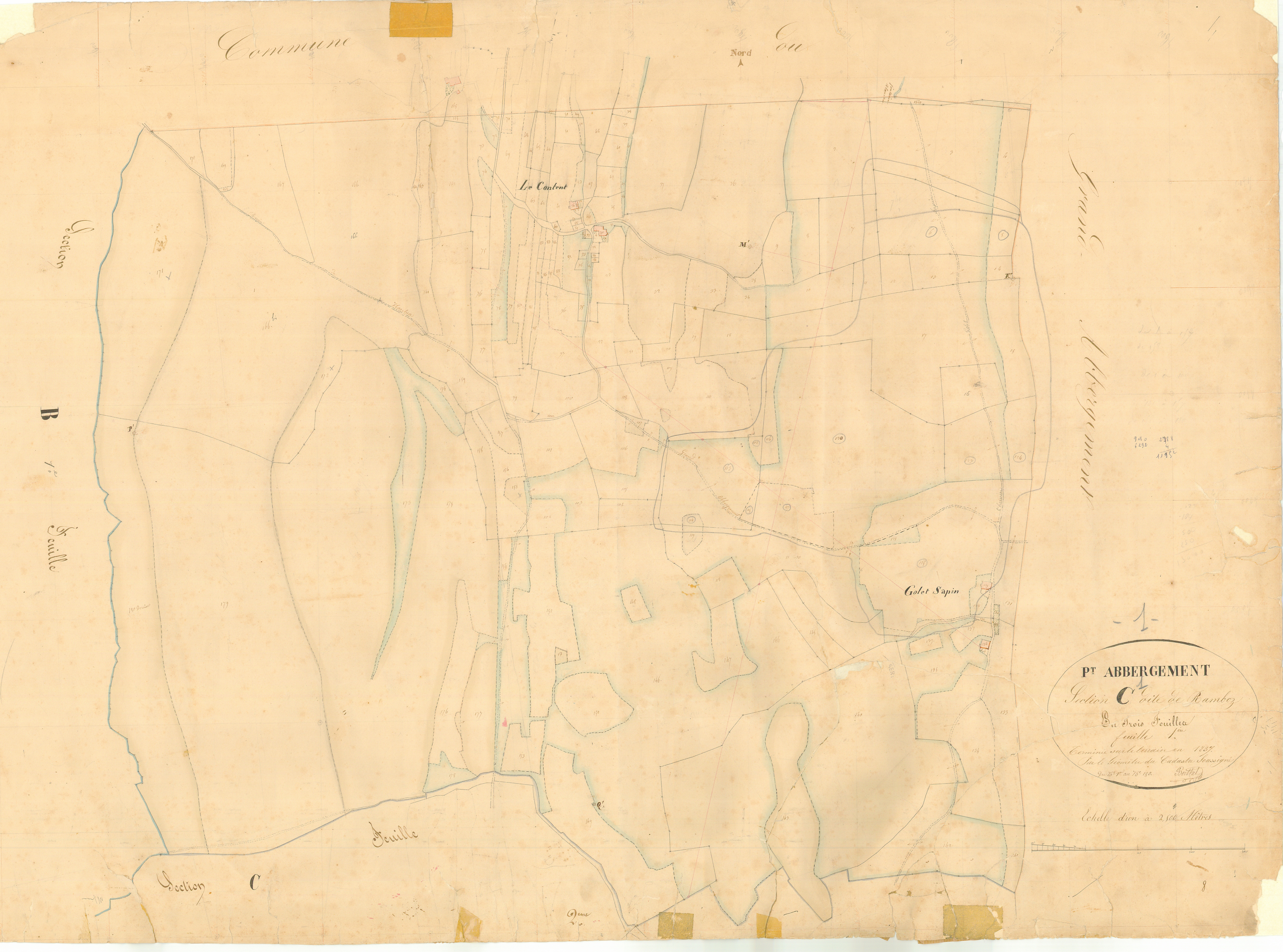 Le Petit-Abergement (Haut Valromey, Ain, France ; ancienne commune) - 3 P 6884 - 3 P 6884 -  Feuille 1  (1837)