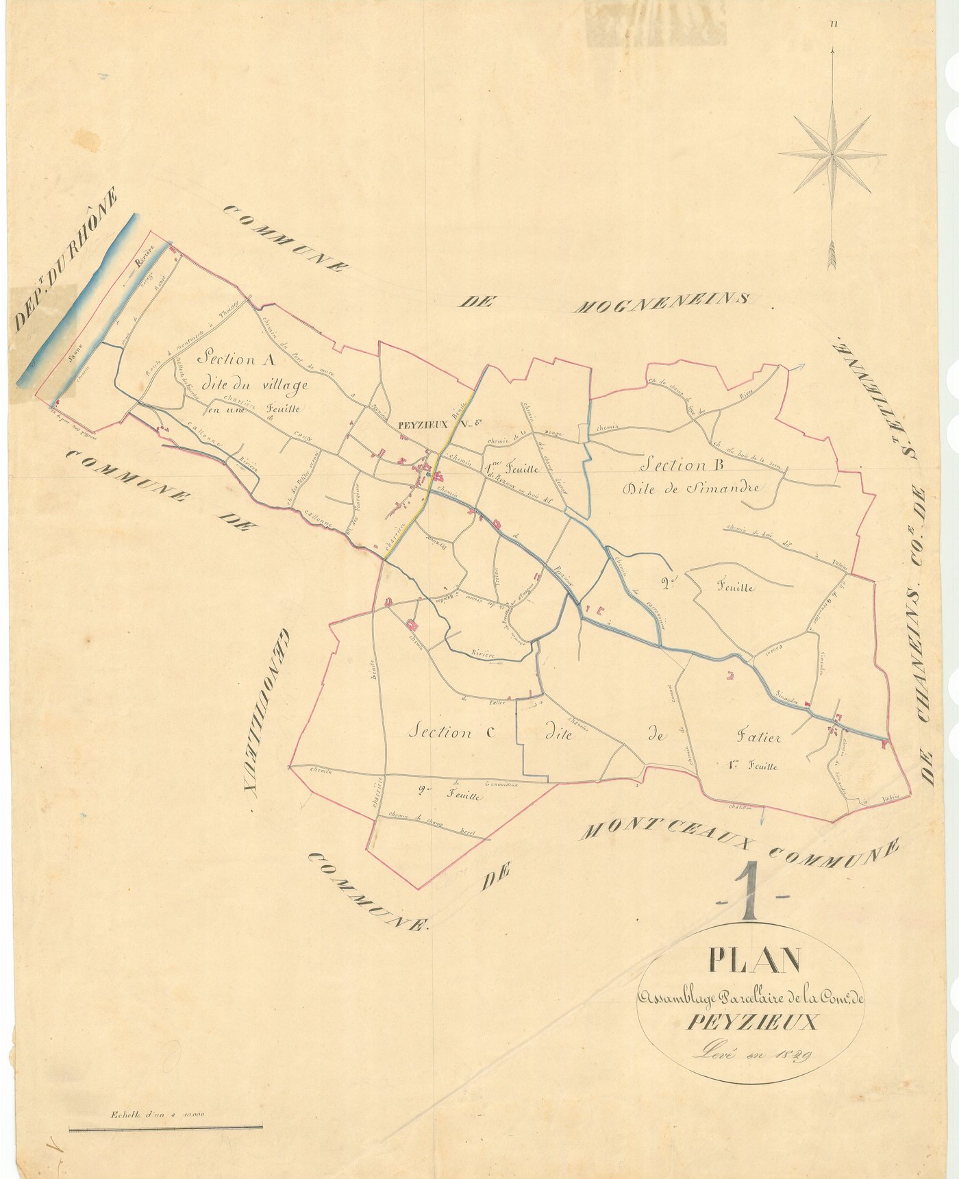Peyzieux-sur-Saône - 3 P 7885 - 3 P 7885 -  Tableau d'assemblage  (1829)