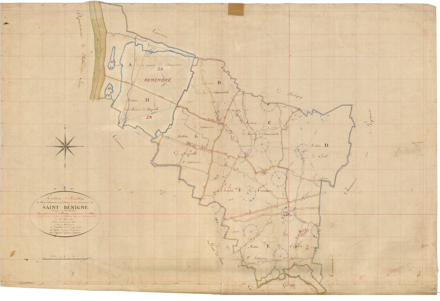 Saint-Bénigne - 3 P 8324 - 3 P 8324 -  Tableau d'assemblage  (1813)
