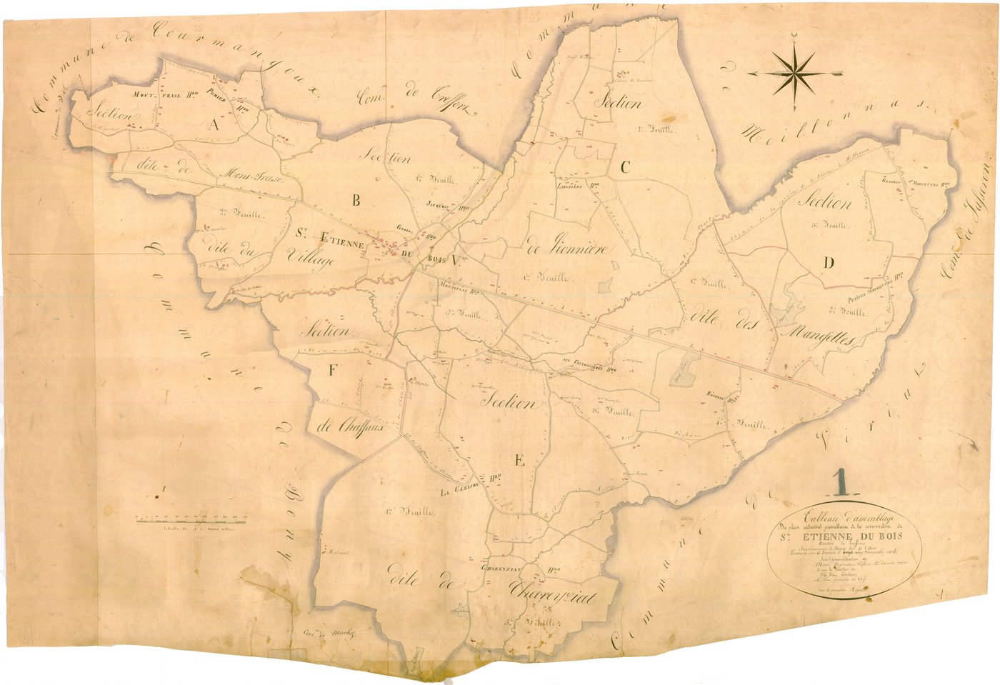 Saint-Étienne-du-Bois - 3 P 8434 - 3 P 8434 -  Tableau d'assemblage  (1824)