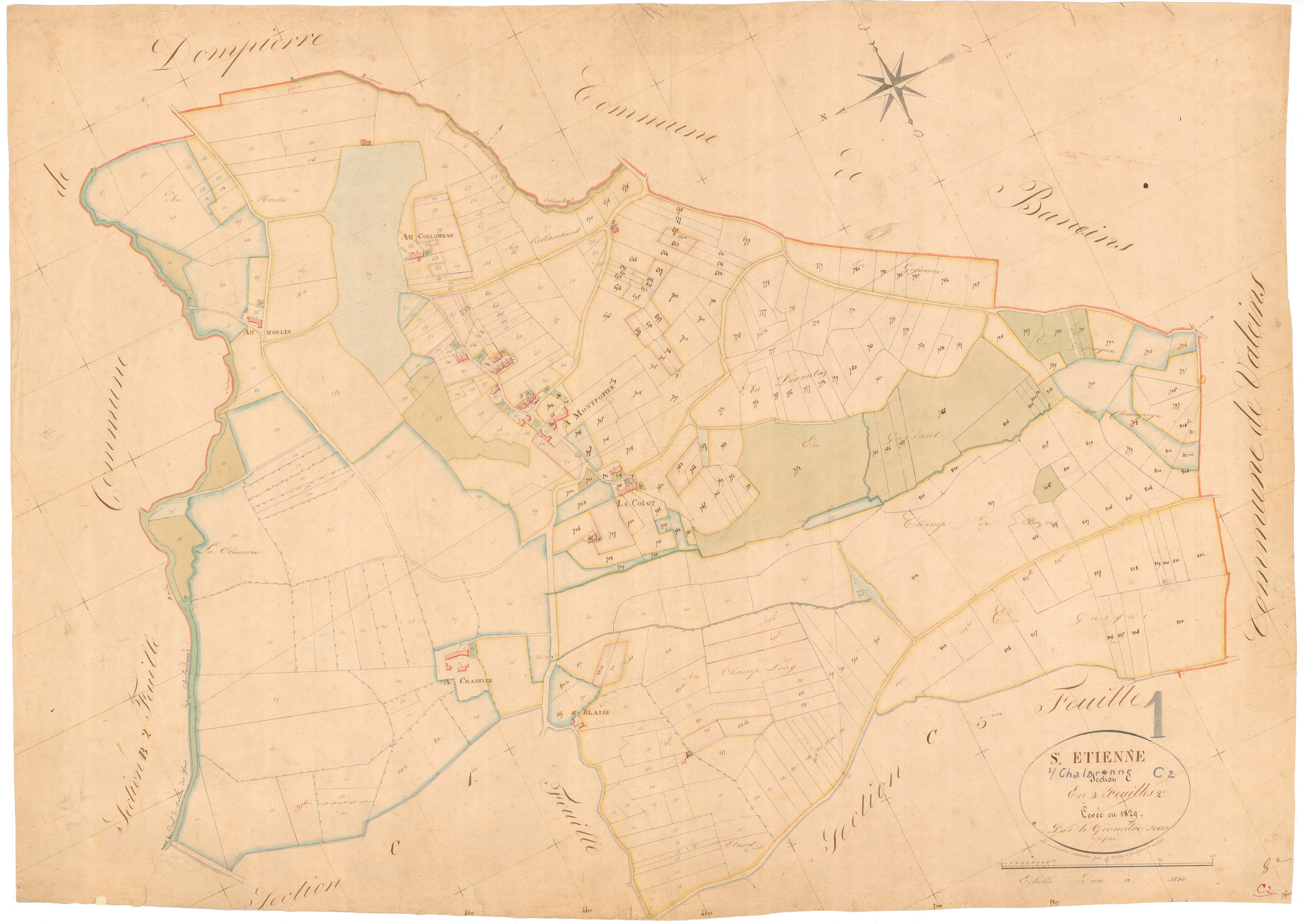 Saint-Étienne-sur-Chalaronne - 3 P 8456 - 3 P 8456 -  Feuille 2  (1829)