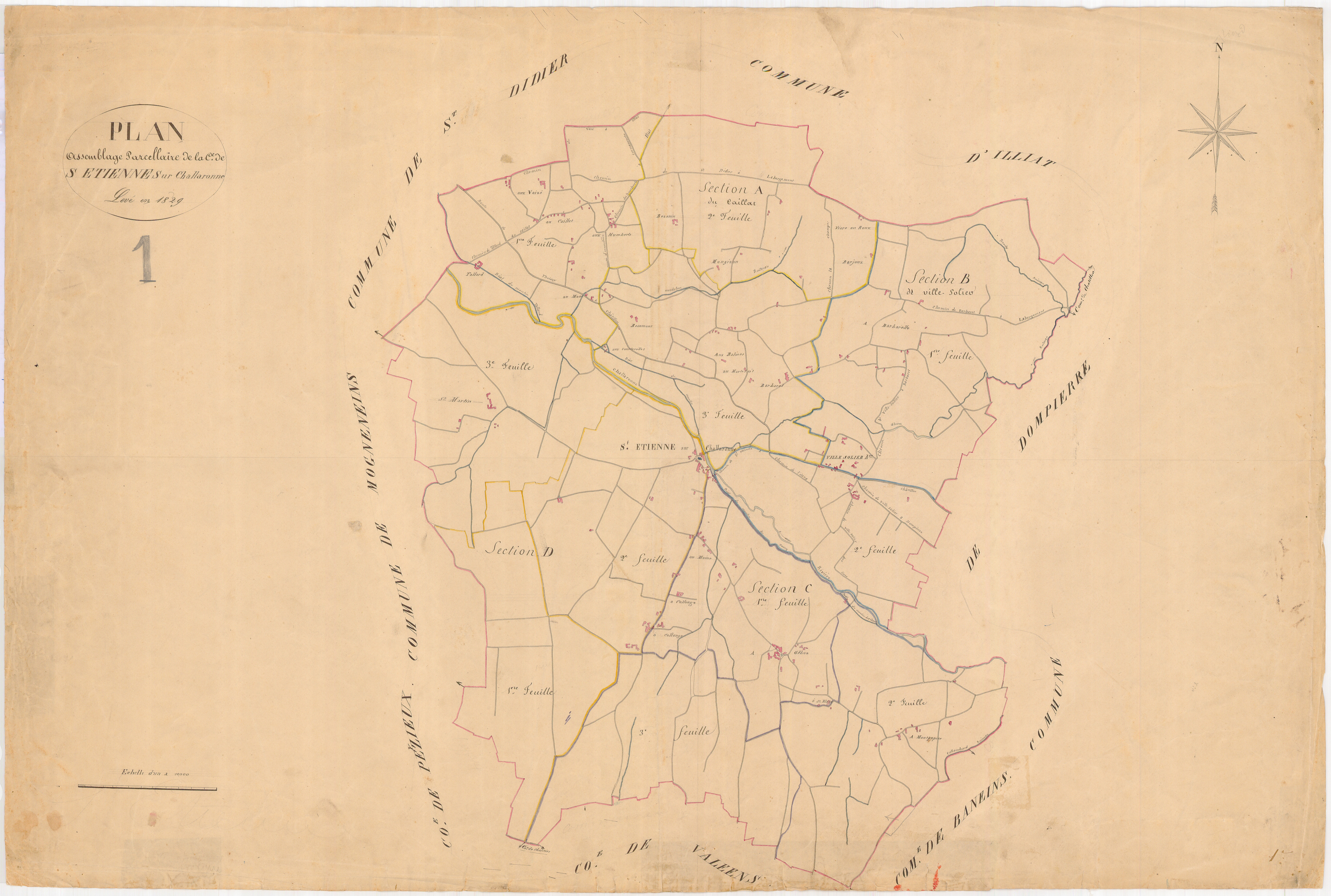 Saint-Étienne-sur-Chalaronne - 3 P 8449 - 3 P 8449 -  Tableau d'assemblage  (1829)
