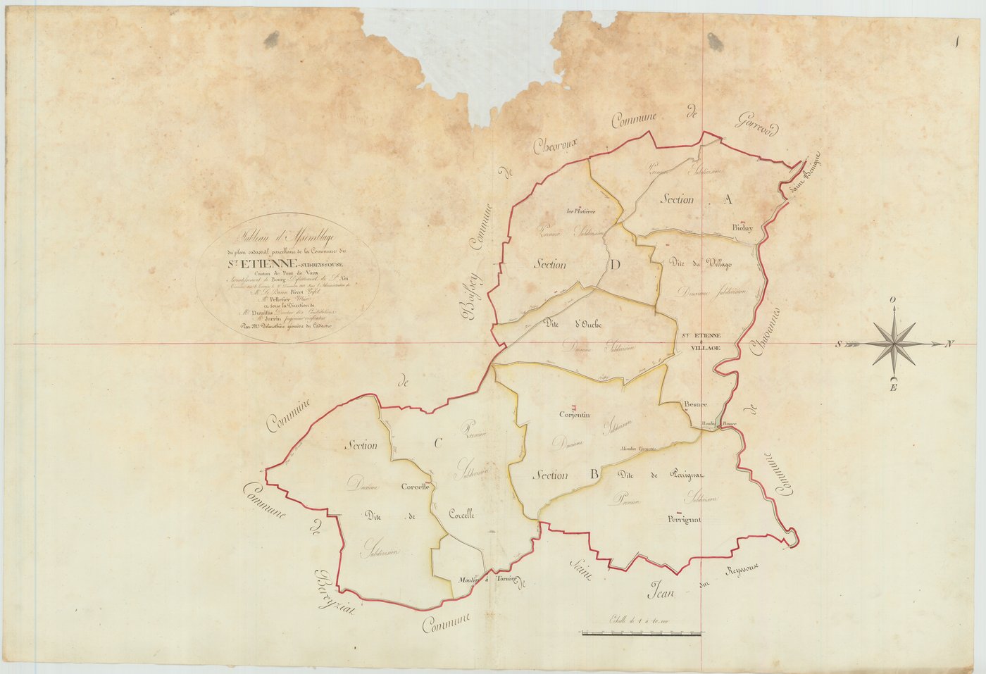 Saint-Étienne-sur-Reyssouze - 3 P 10163-1 - 3 P 10163-1 -  Tableau d'assemblage  (1812)