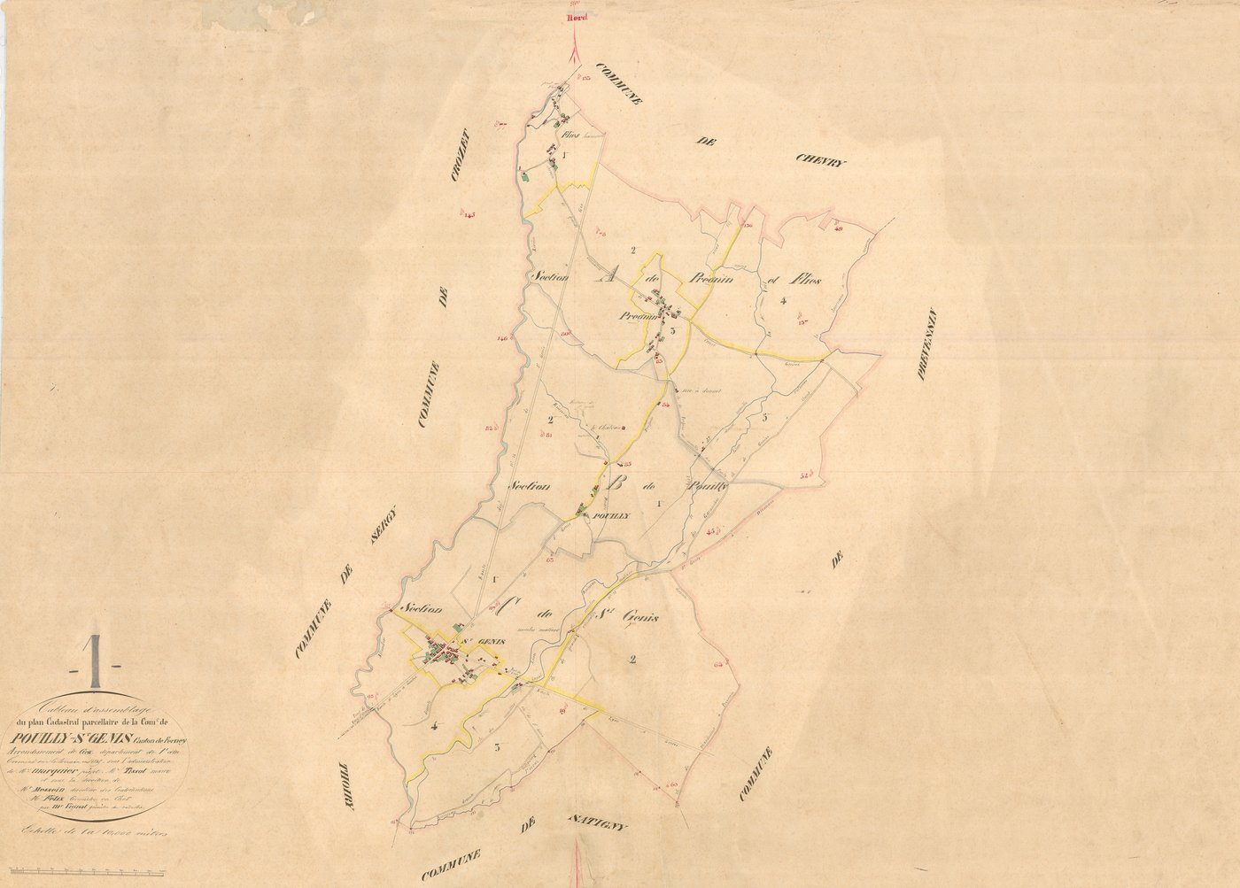 Pouilly-Saint-Genis - 3 P 8004 - 3 P 8004 -  Tableau d'assemblage  (1845)