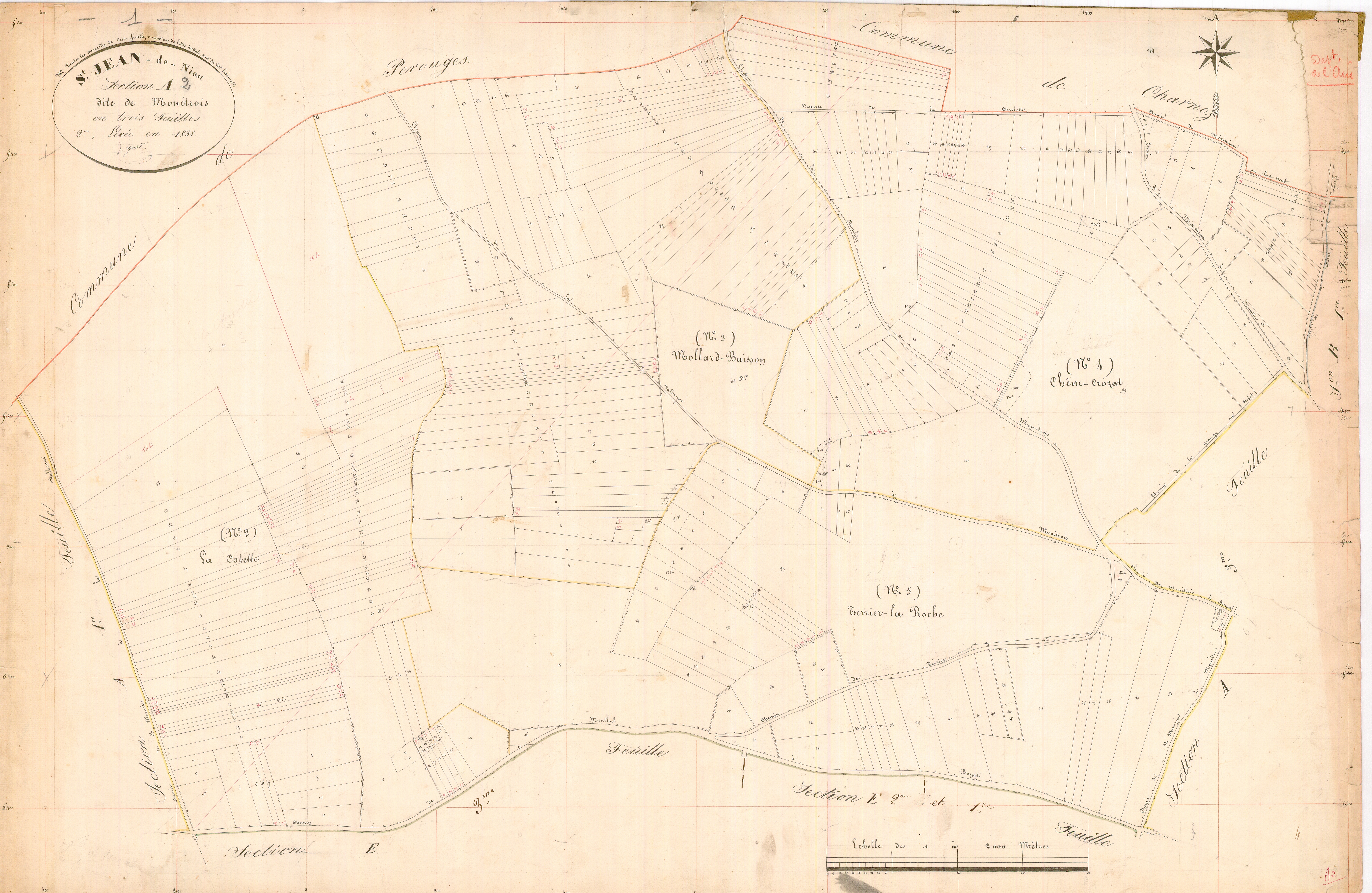 Saint-Jean-de-Niost - 1777 W 407-8 - 1777 W 407-8 -  Feuille 2  (1838)