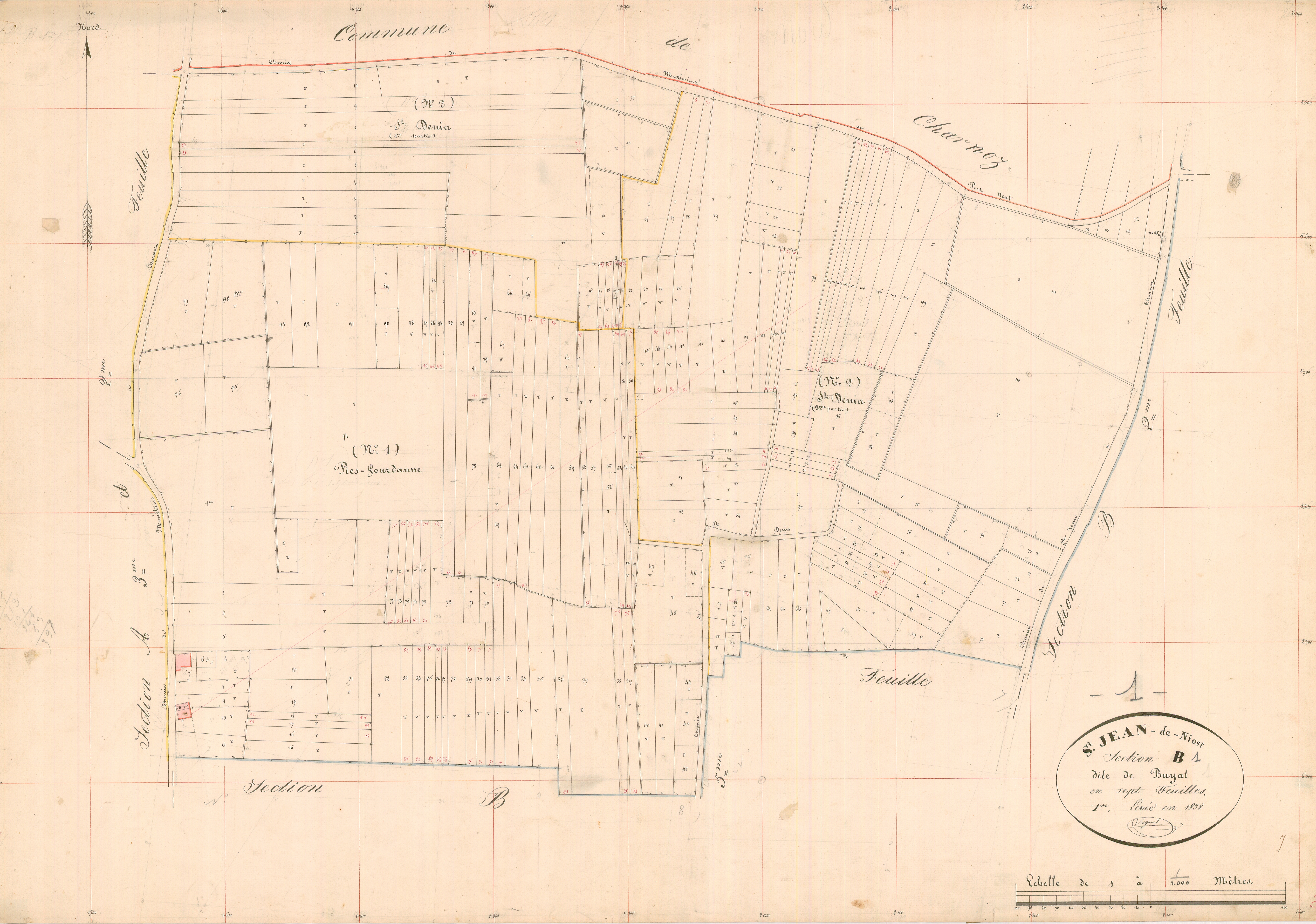 Saint-Jean-de-Niost - 1777 W 407-10 - 1777 W 407-10 -  Feuille 1  (1838)
